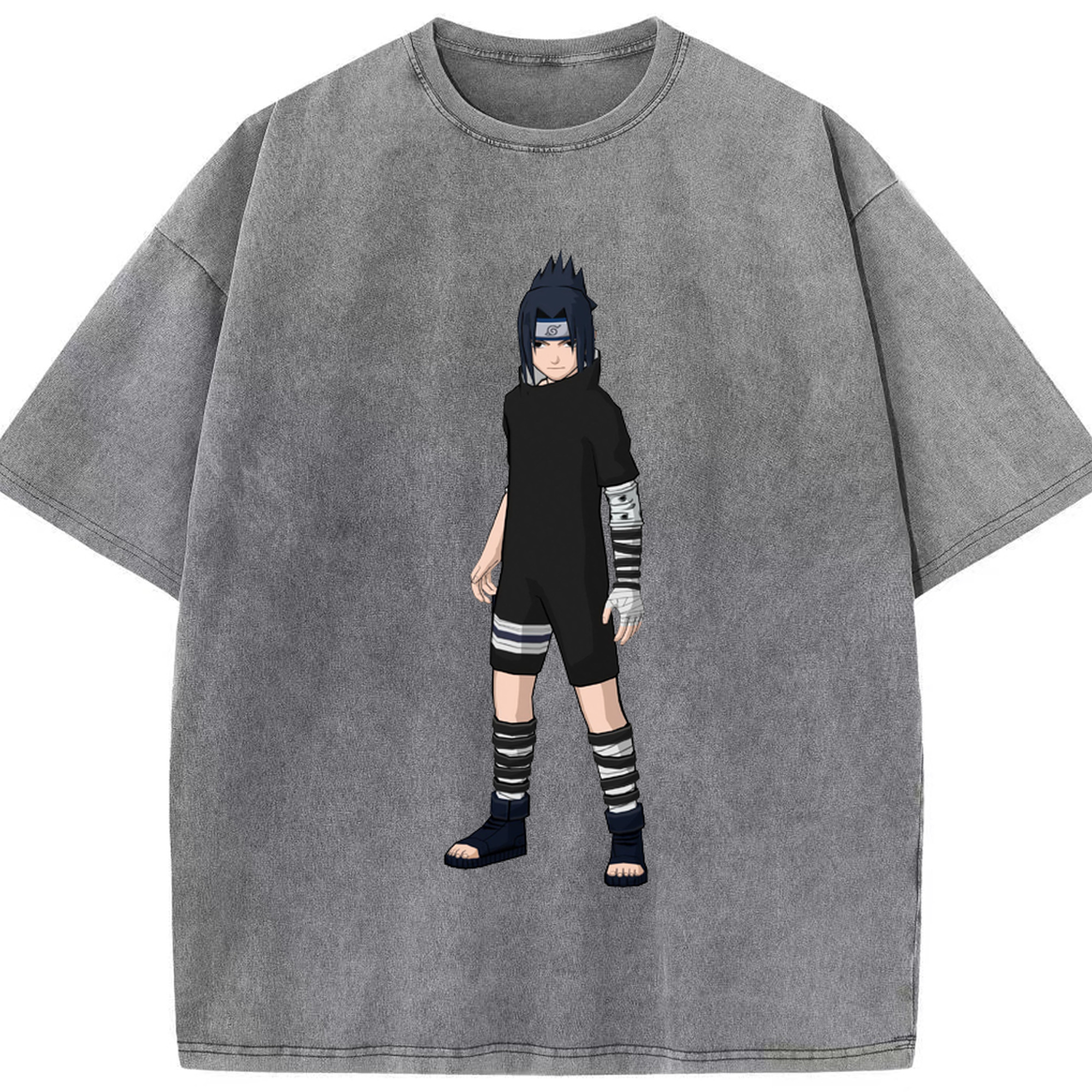 （画像用） NARUTO -ナルト- うちは サスケ Uchiha Sasuke 綿100% ヴィンテージ風 半袖Tシャツ（フロントプリント）