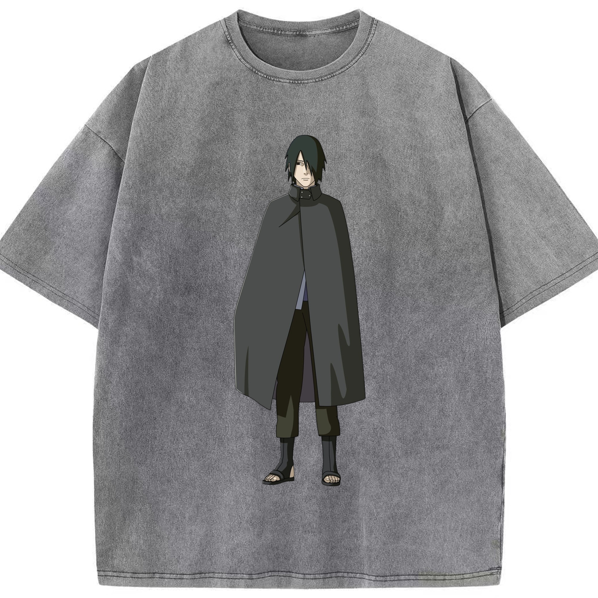 （画像用） NARUTO -ナルト- うちは サスケ Uchiha Sasuke 綿100% ヴィンテージ風 半袖Tシャツ（フロントプリント）