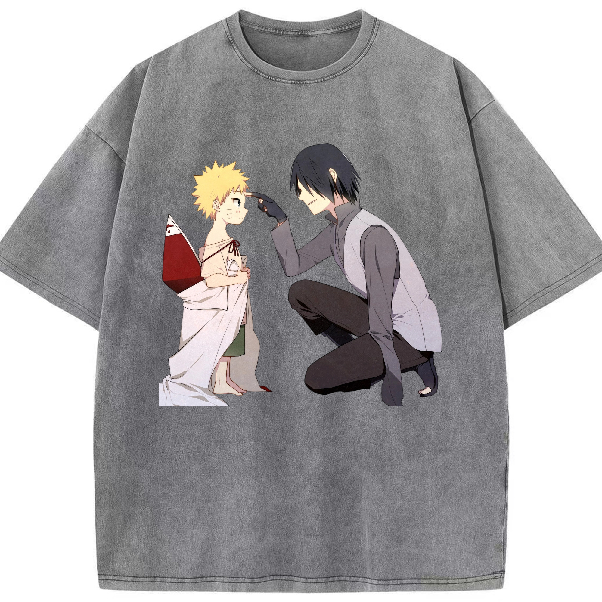 （画像用） NARUTO -ナルト- うちは サスケ Uchiha Sasuke 綿100% ヴィンテージ風 半袖Tシャツ（フロントプリント）