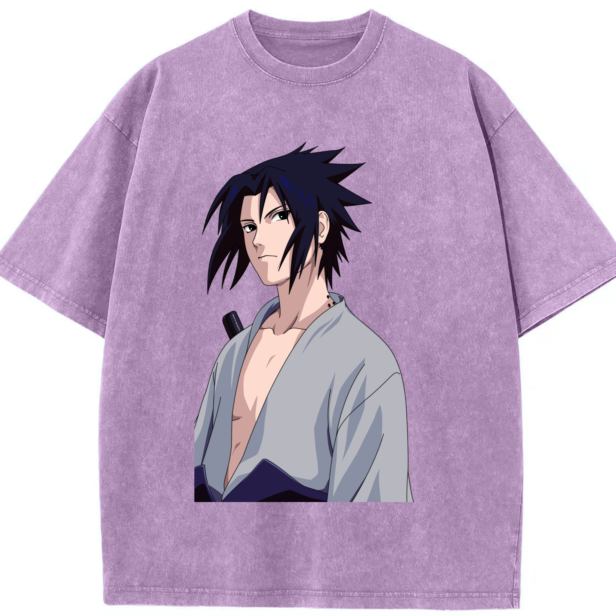 （画像用） NARUTO -ナルト- うちは サスケ Uchiha Sasuke 綿100% ヴィンテージ風 半袖Tシャツ（フロントプリント）
