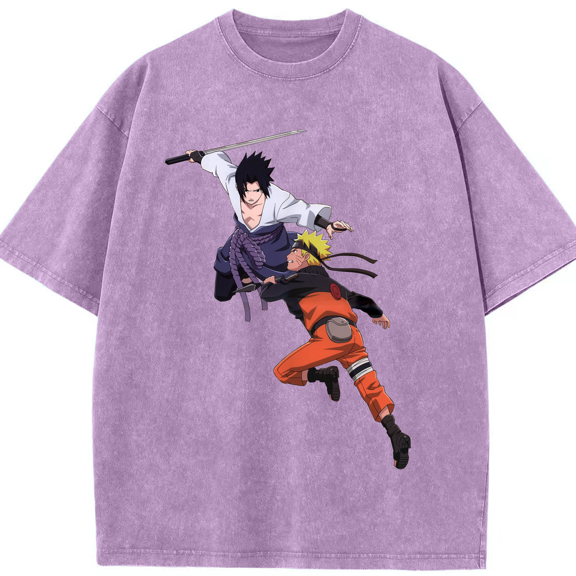 （画像用） NARUTO -ナルト- うちは サスケ Uchiha Sasuke 綿100% ヴィンテージ風 半袖Tシャツ（フロントプリント）