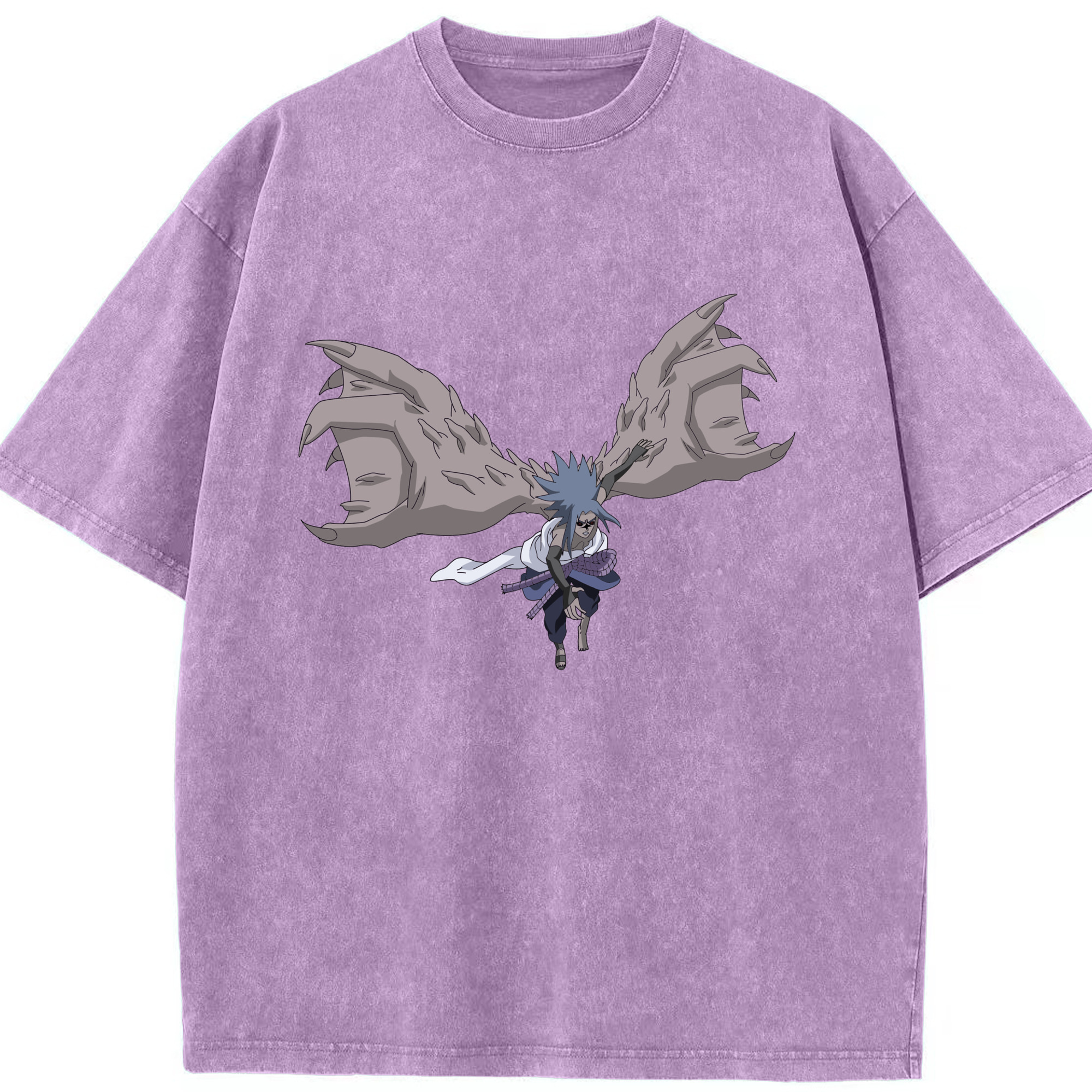 （画像用） NARUTO -ナルト- うちは サスケ Uchiha Sasuke 綿100% ヴィンテージ風 半袖Tシャツ（フロントプリント）