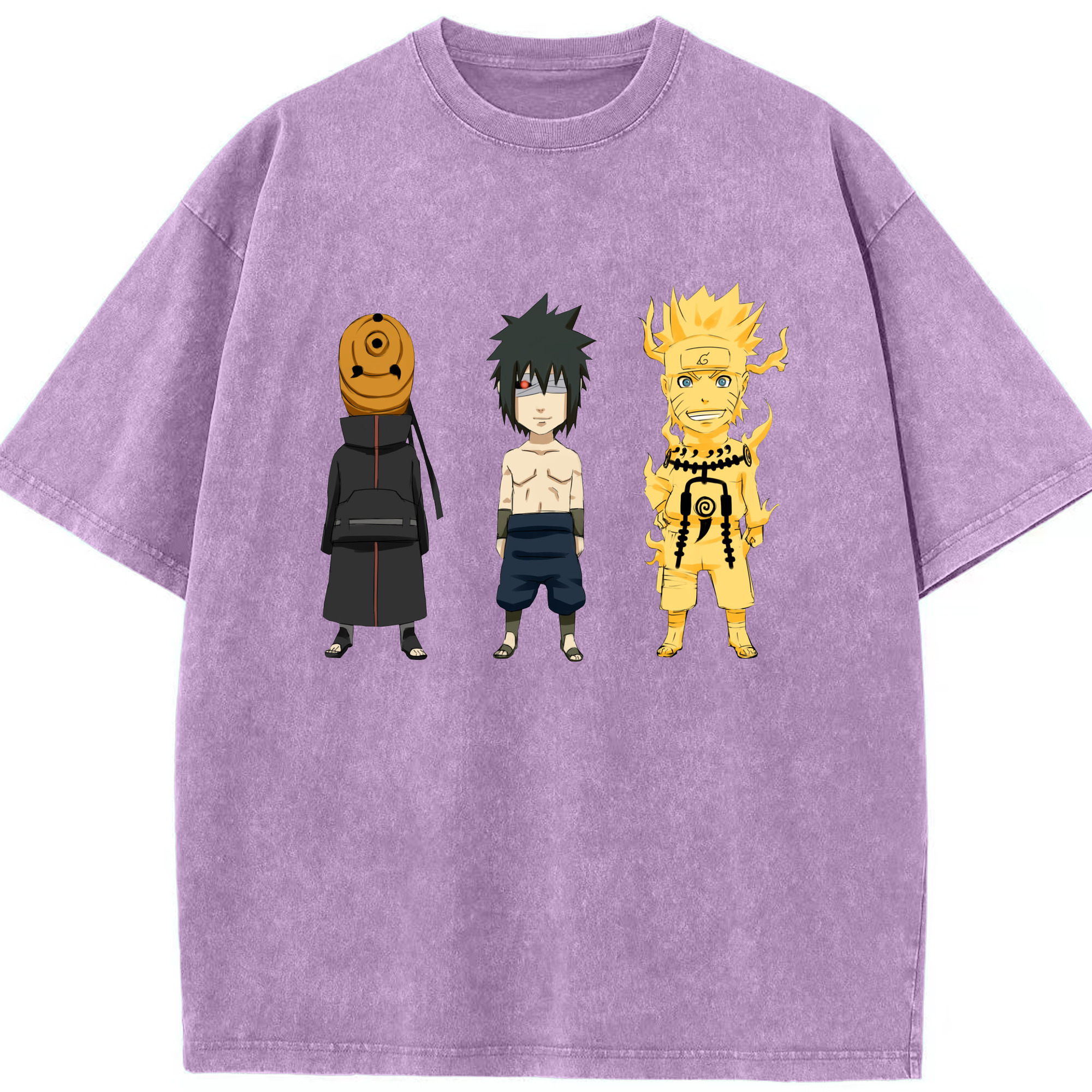 （画像用） NARUTO -ナルト- うちは サスケ Uchiha Sasuke 綿100% ヴィンテージ風 半袖Tシャツ（フロントプリント）