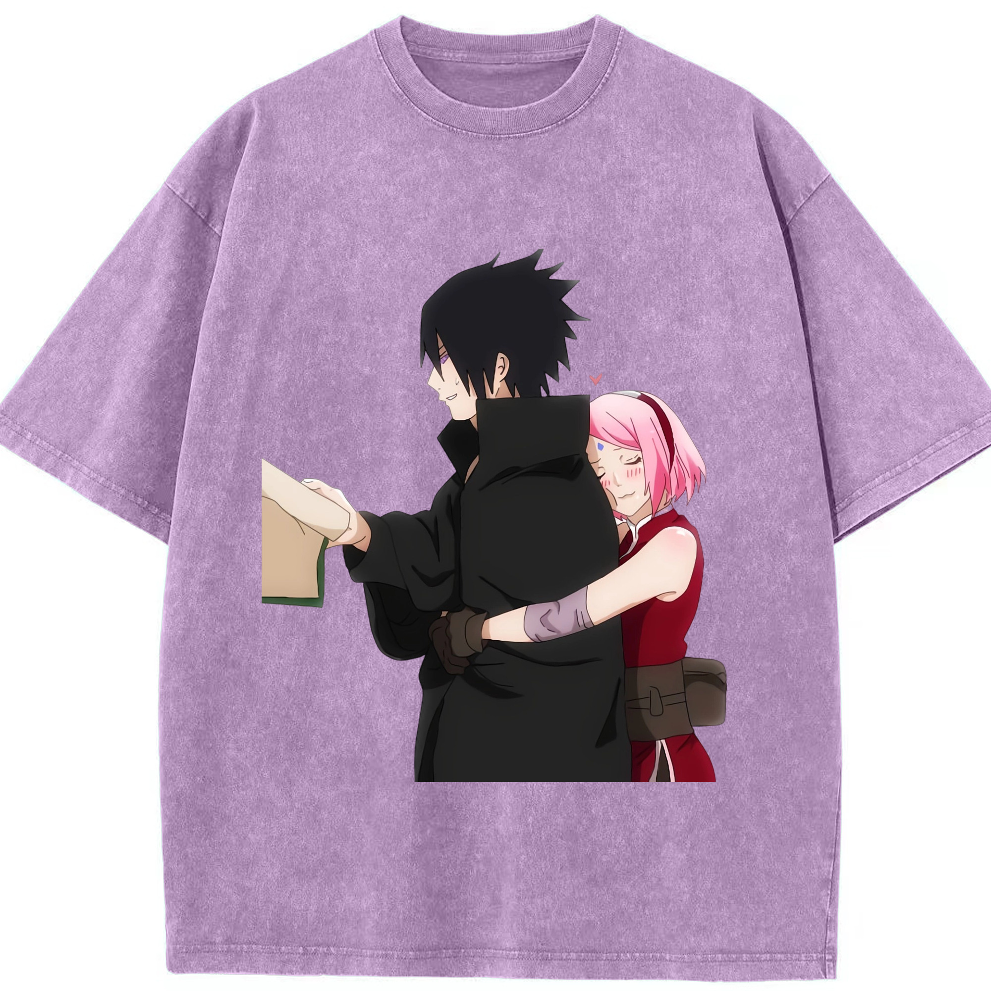 （画像用） NARUTO -ナルト- うちは サスケ Uchiha Sasuke 綿100% ヴィンテージ風 半袖Tシャツ（フロントプリント）