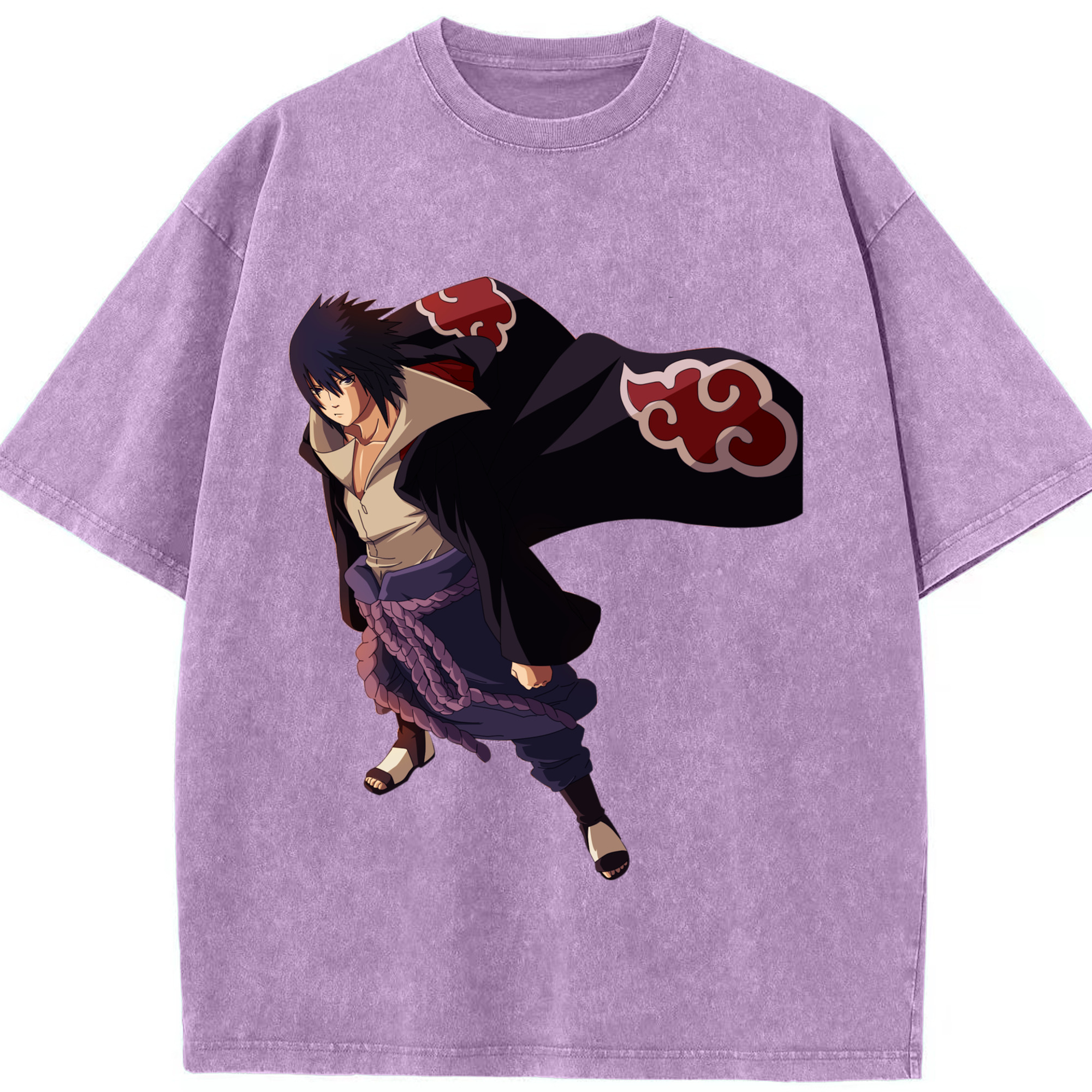 （画像用） NARUTO -ナルト- うちは サスケ Uchiha Sasuke 綿100% ヴィンテージ風 半袖Tシャツ（フロントプリント）