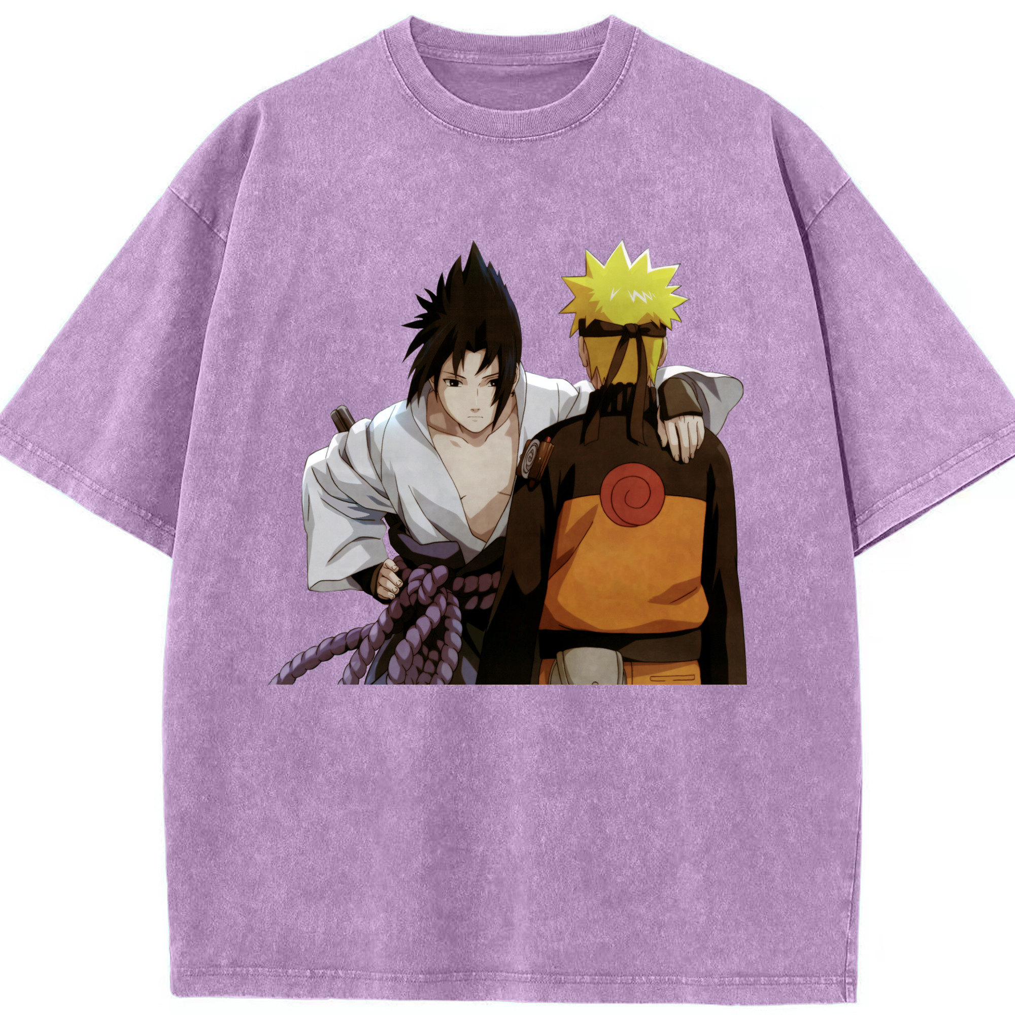 （画像用） NARUTO -ナルト- うちは サスケ Uchiha Sasuke 綿100% ヴィンテージ風 半袖Tシャツ（フロントプリント）