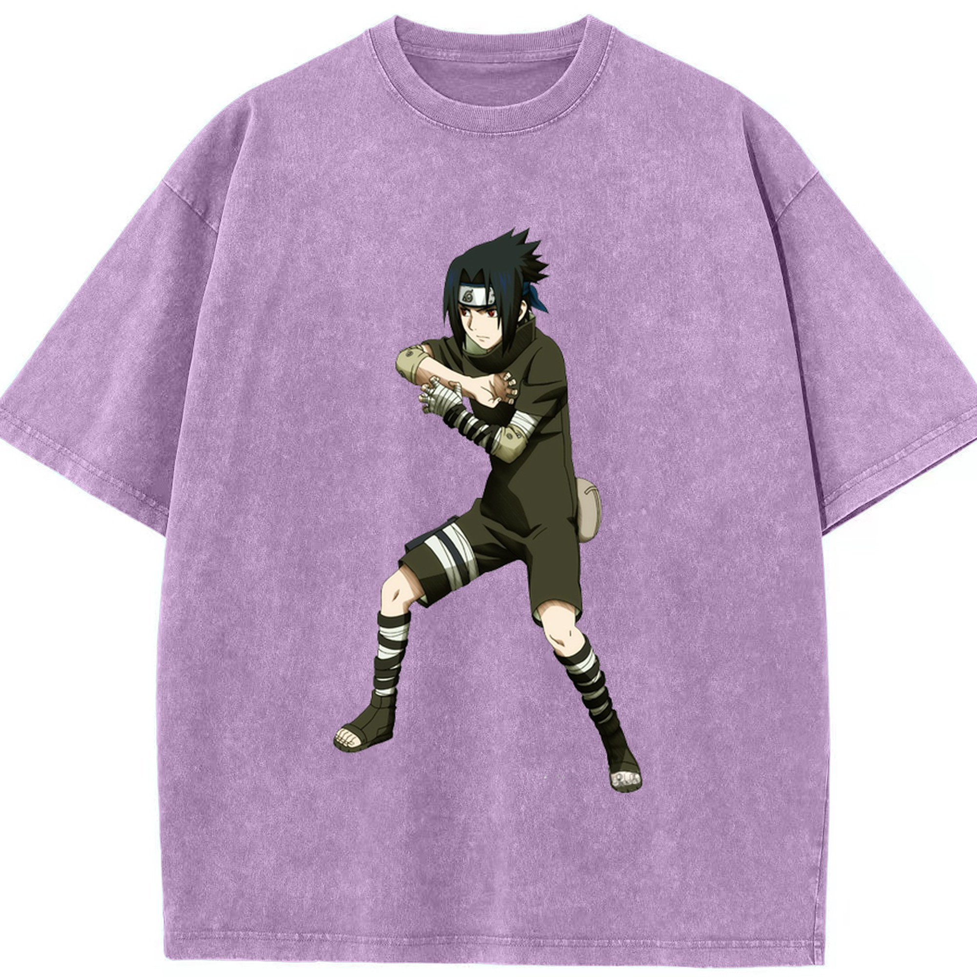 （画像用） NARUTO -ナルト- うちは サスケ Uchiha Sasuke 綿100% ヴィンテージ風 半袖Tシャツ（フロントプリント）