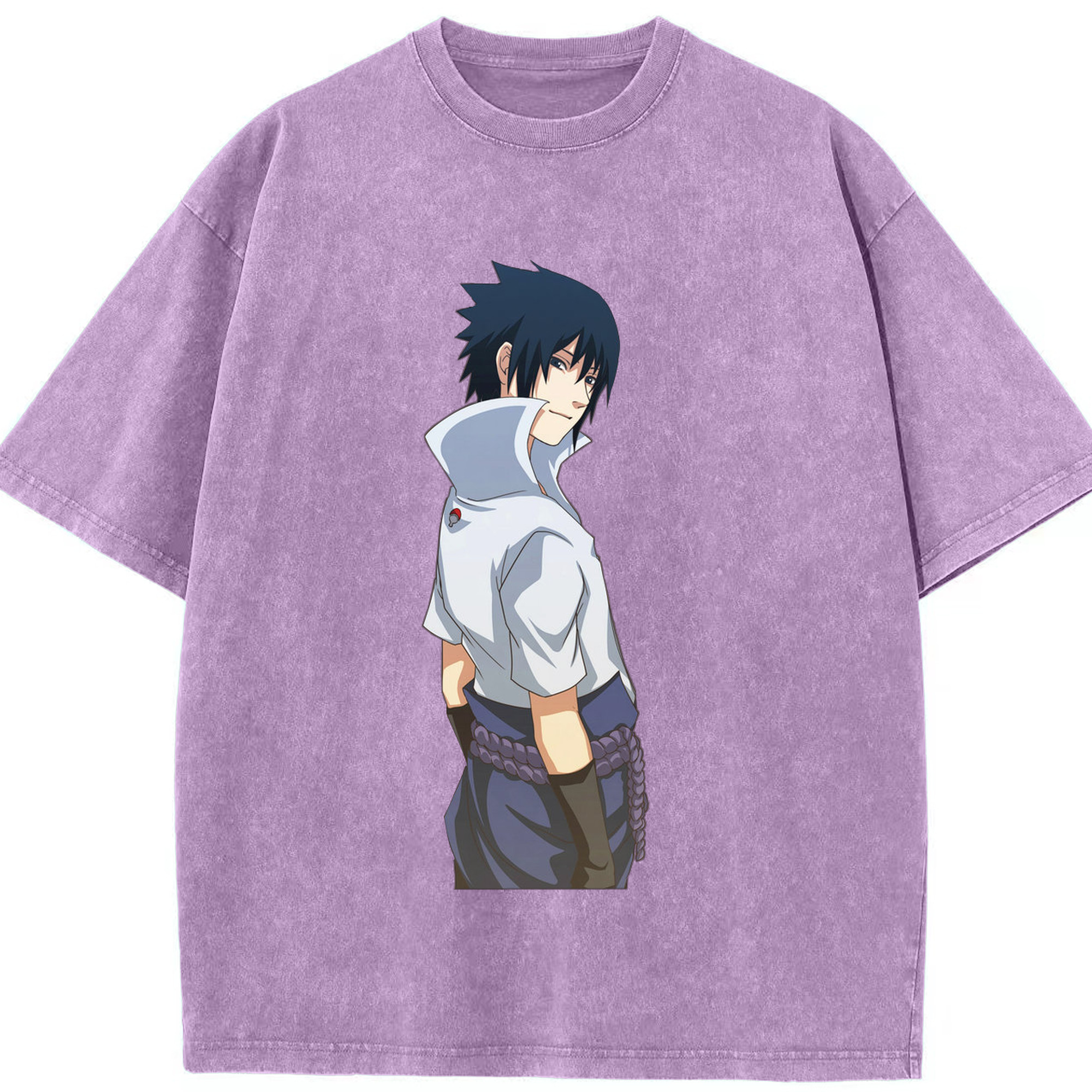 （画像用） NARUTO -ナルト- うちは サスケ Uchiha Sasuke 綿100% ヴィンテージ風 半袖Tシャツ（フロントプリント）