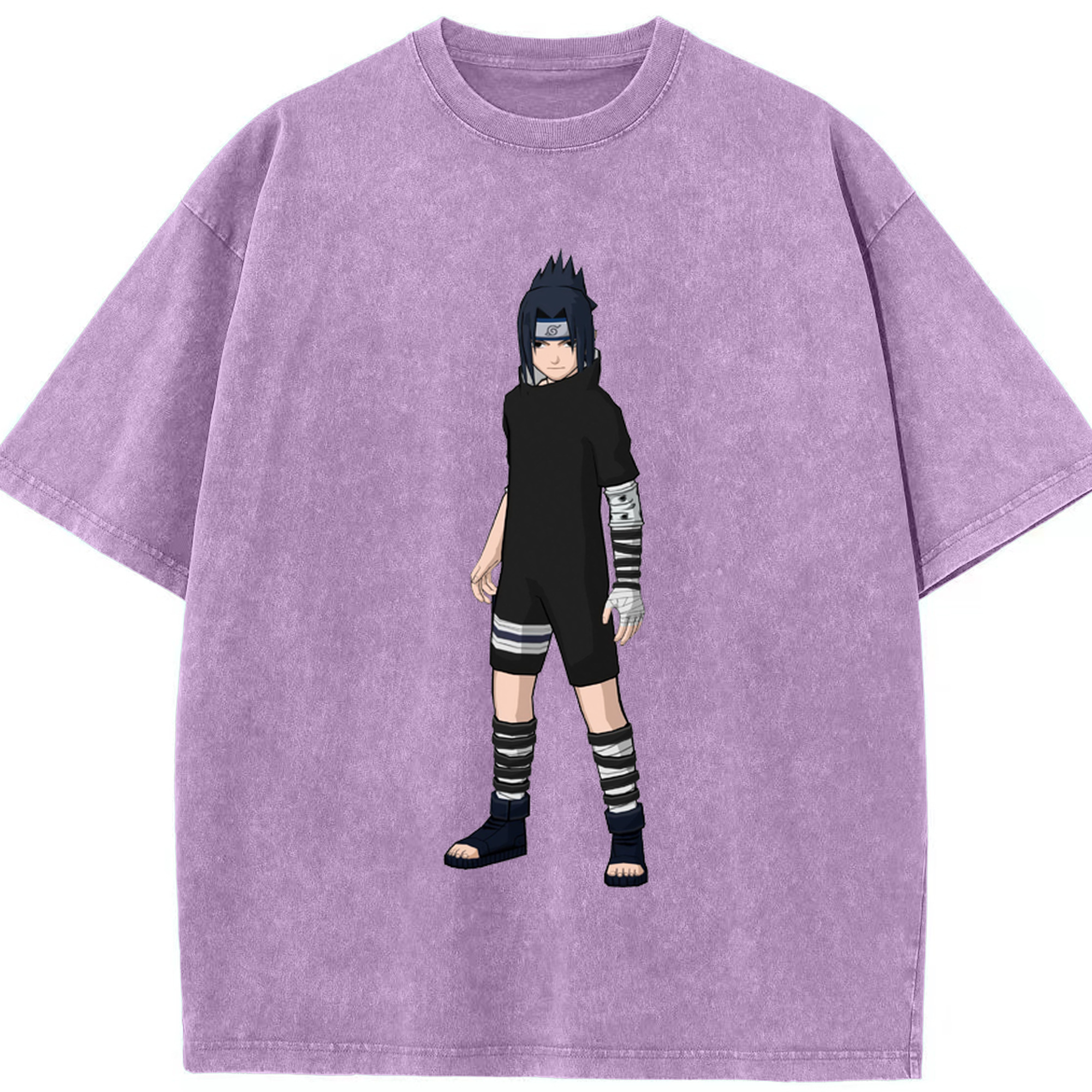 （画像用） NARUTO -ナルト- うちは サスケ Uchiha Sasuke 綿100% ヴィンテージ風 半袖Tシャツ（フロントプリント）