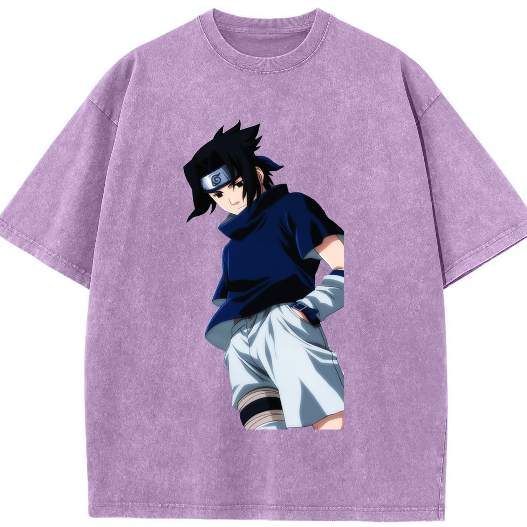 （画像用） NARUTO -ナルト- うちは サスケ Uchiha Sasuke 綿100% ヴィンテージ風 半袖Tシャツ（フロントプリント）