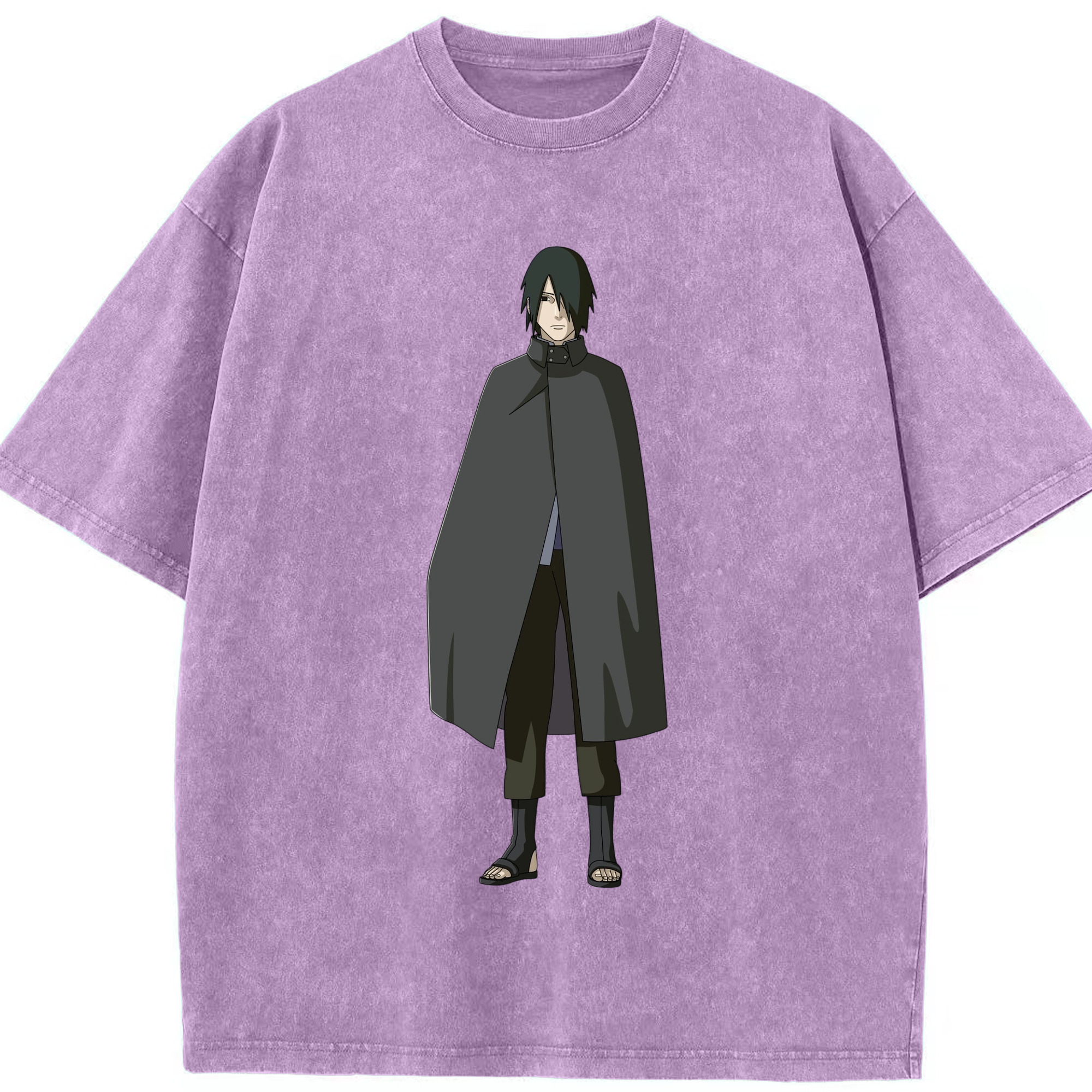 （画像用） NARUTO -ナルト- うちは サスケ Uchiha Sasuke 綿100% ヴィンテージ風 半袖Tシャツ（フロントプリント）