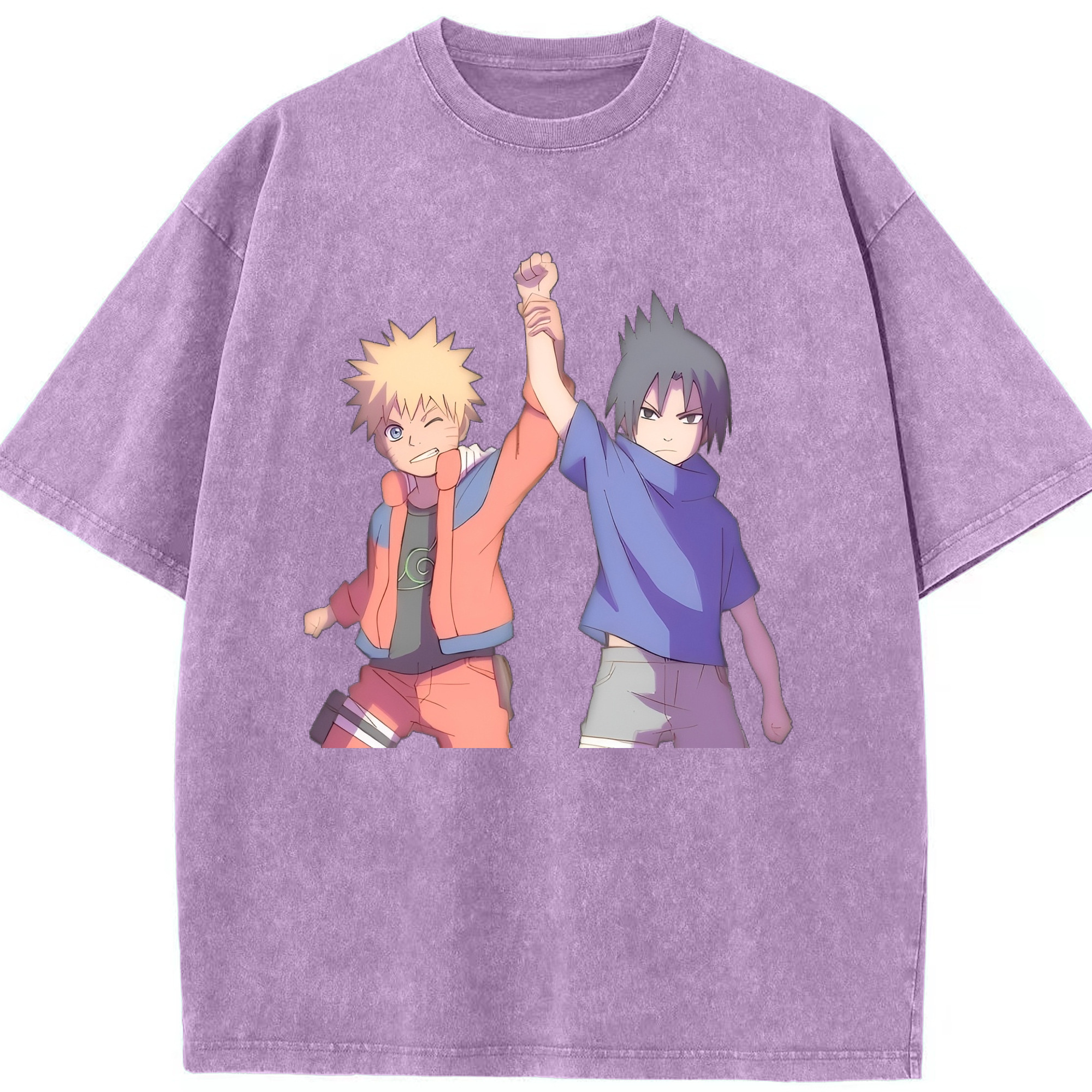 （画像用） NARUTO -ナルト- うちは サスケ Uchiha Sasuke 綿100% ヴィンテージ風 半袖Tシャツ（フロントプリント）