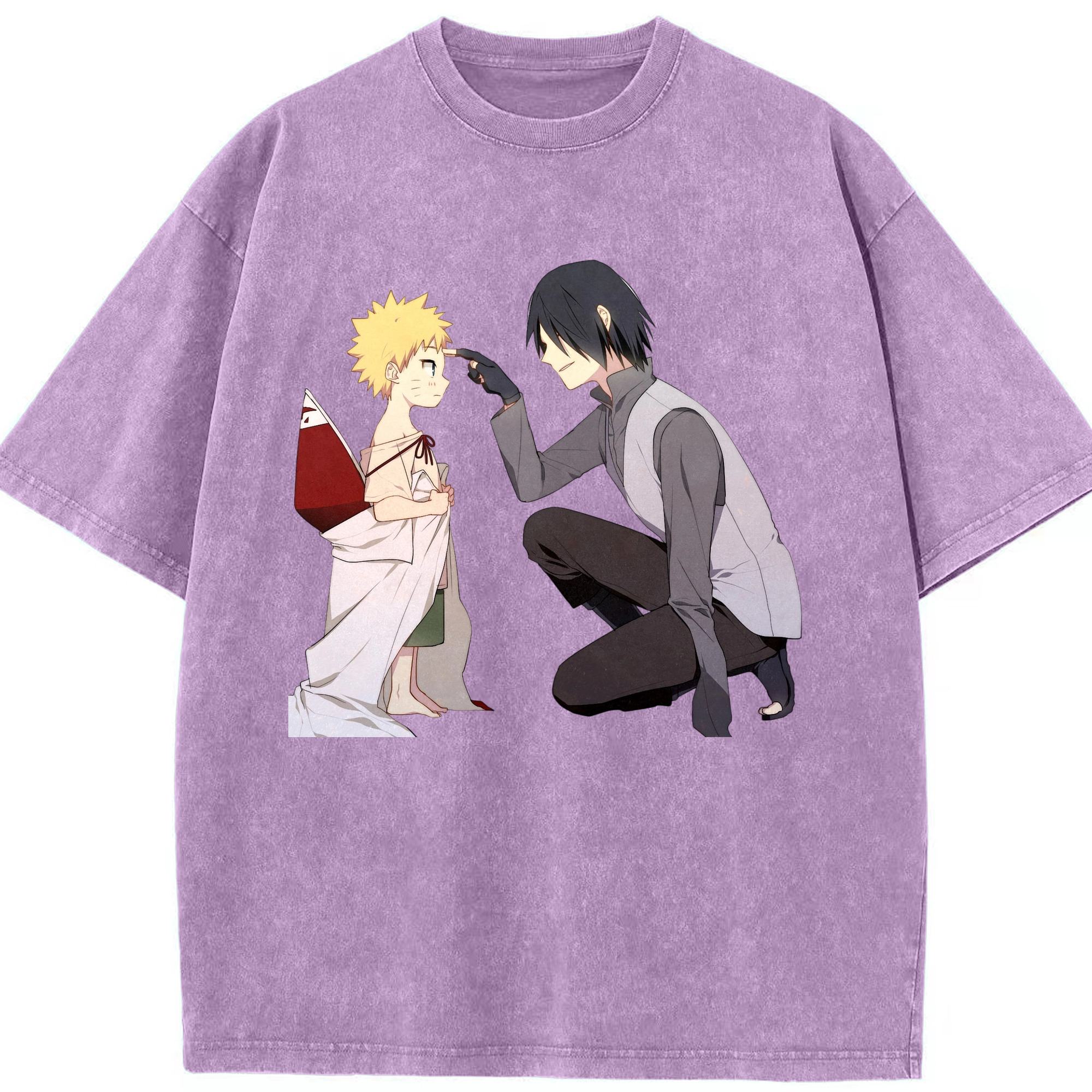 （画像用） NARUTO -ナルト- うちは サスケ Uchiha Sasuke 綿100% ヴィンテージ風 半袖Tシャツ（フロントプリント）