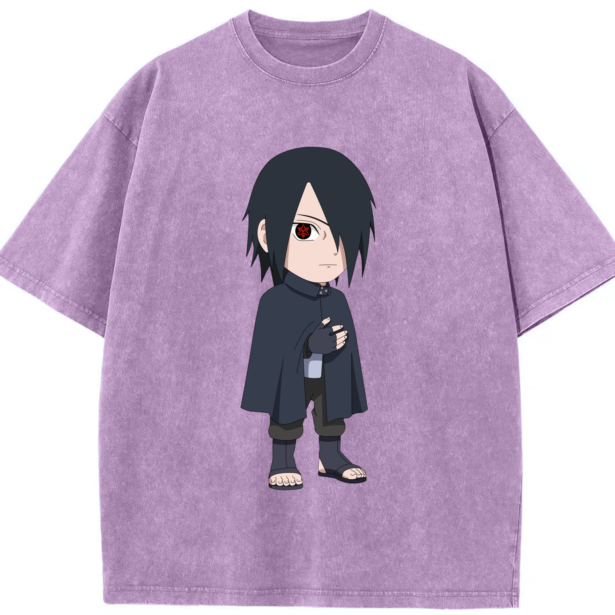 （画像用） NARUTO -ナルト- うちは サスケ Uchiha Sasuke 綿100% ヴィンテージ風 半袖Tシャツ（フロントプリント）