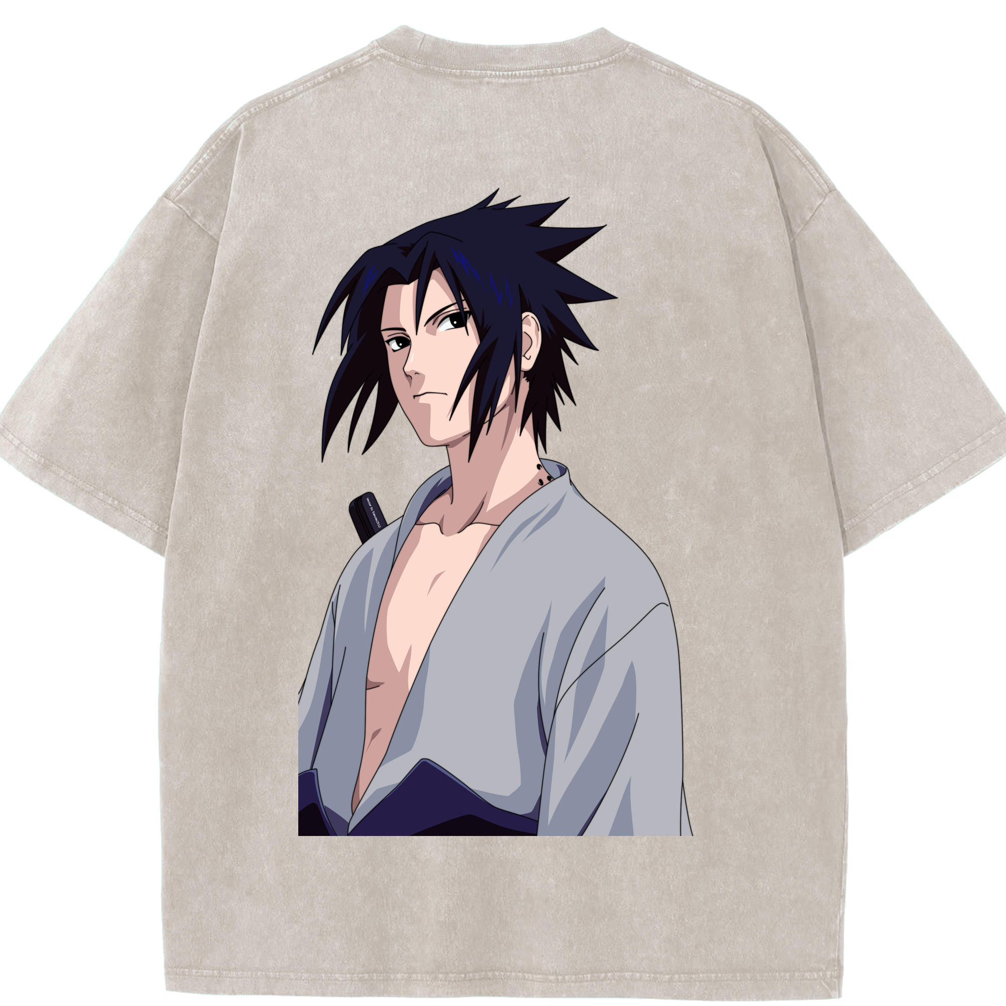 （画像用） NARUTO -ナルト- うちは サスケ Uchiha Sasuke 綿100% ヴィンテージ風 半袖Tシャツ（背面プリント）