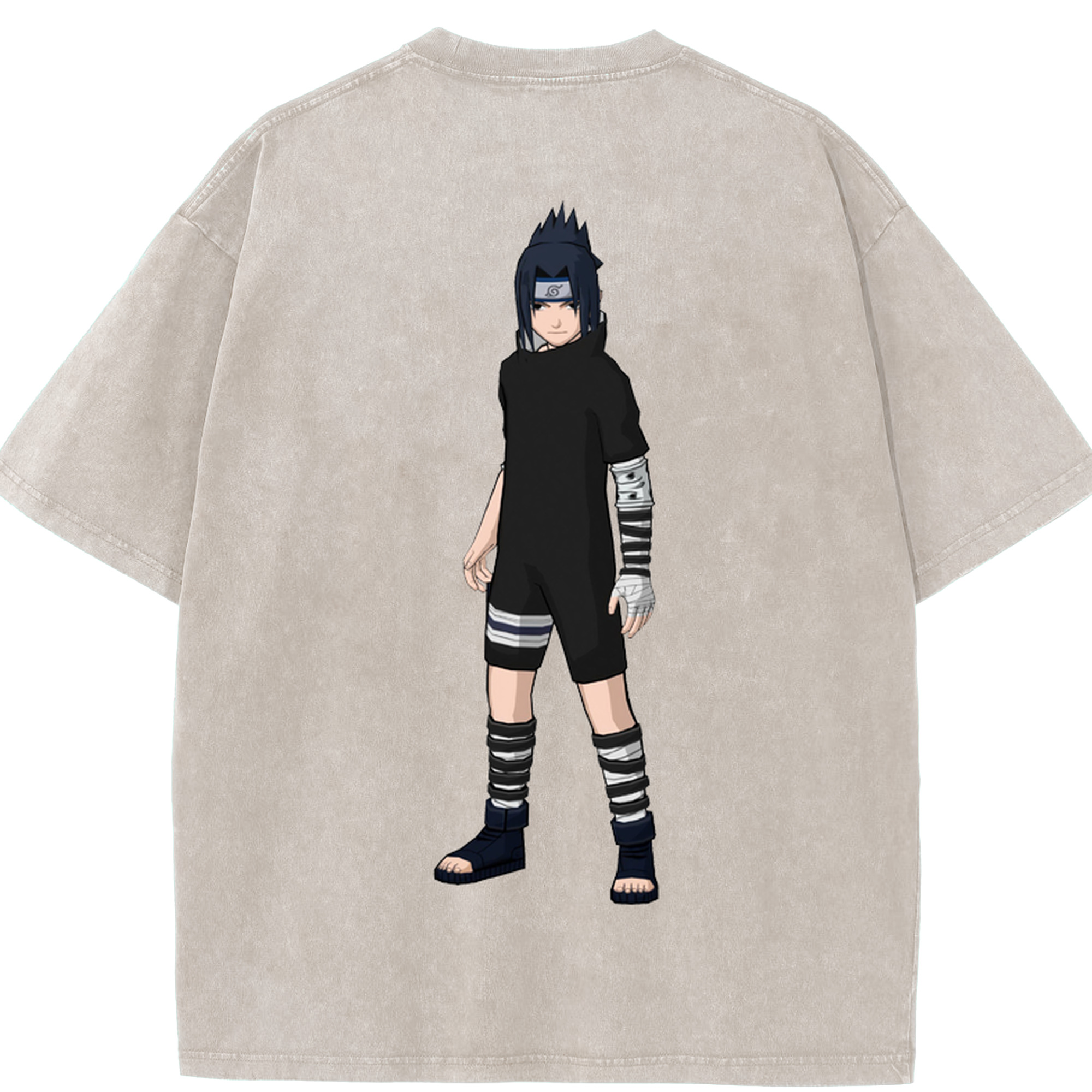 （画像用） NARUTO -ナルト- うちは サスケ Uchiha Sasuke 綿100% ヴィンテージ風 半袖Tシャツ（背面プリント）