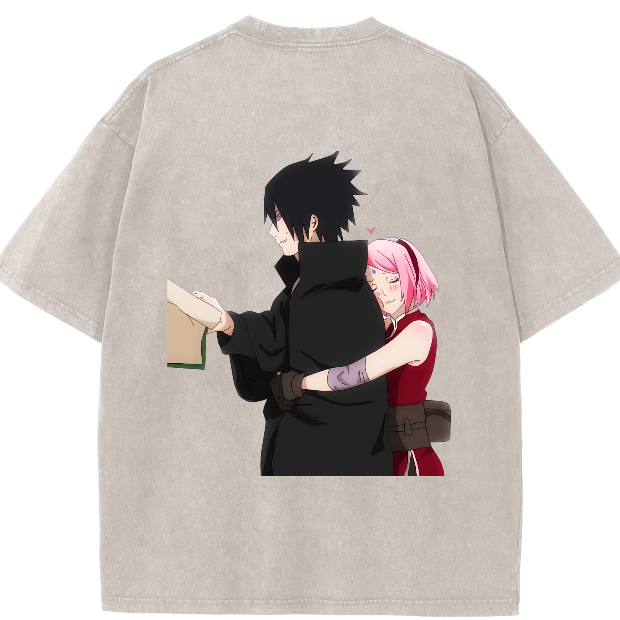 （画像用） NARUTO -ナルト- うちは サスケ Uchiha Sasuke 綿100% ヴィンテージ風 半袖Tシャツ（背面プリント）