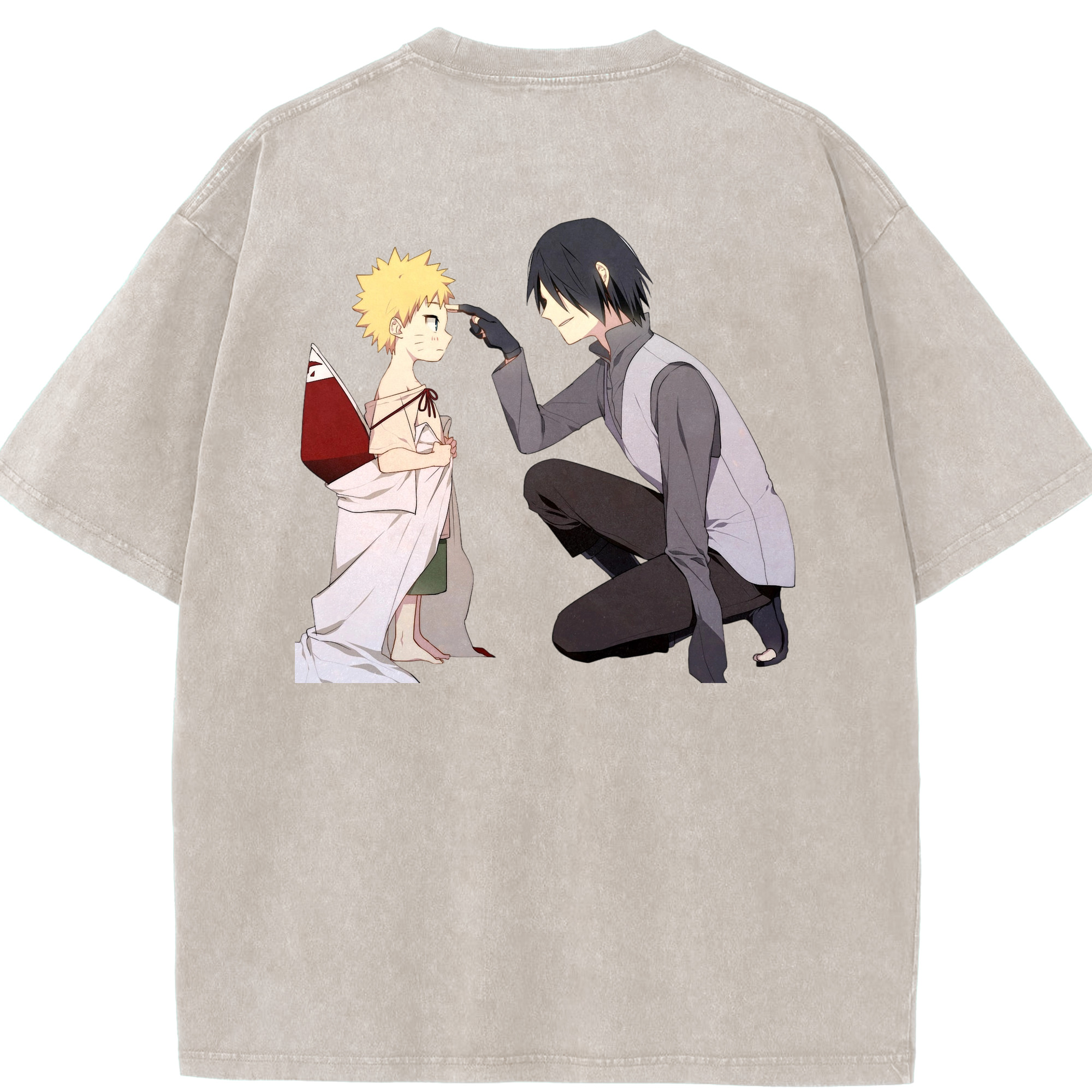 （画像用） NARUTO -ナルト- うちは サスケ Uchiha Sasuke 綿100% ヴィンテージ風 半袖Tシャツ（背面プリント）