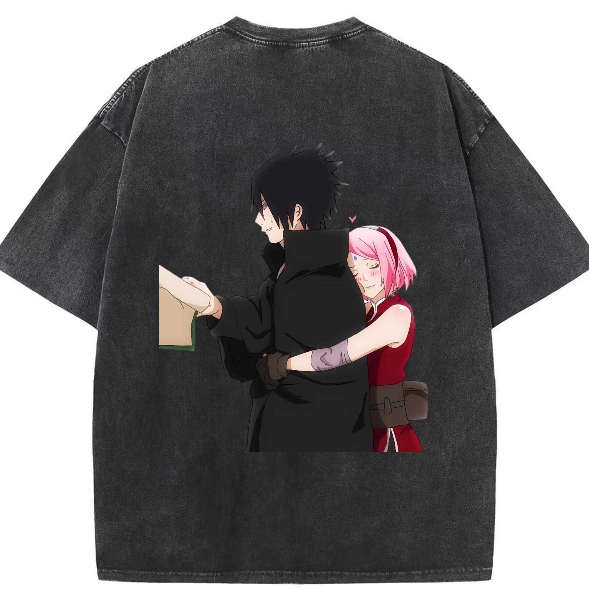 （画像用） NARUTO -ナルト- うちは サスケ Uchiha Sasuke 綿100% ヴィンテージ風 半袖Tシャツ（背面プリント）