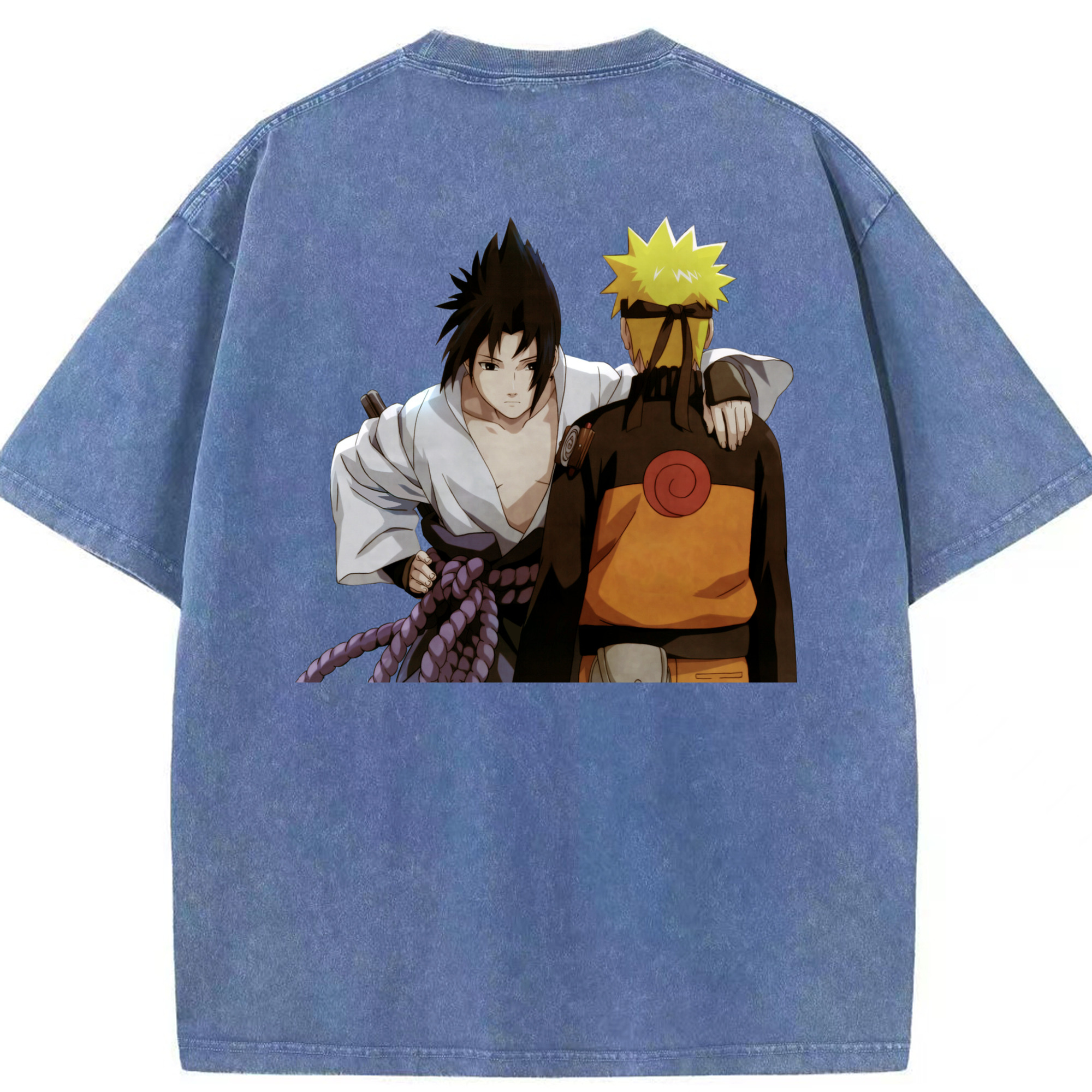 （画像用） NARUTO -ナルト- うちは サスケ Uchiha Sasuke 綿100% ヴィンテージ風 半袖Tシャツ（背面プリント）