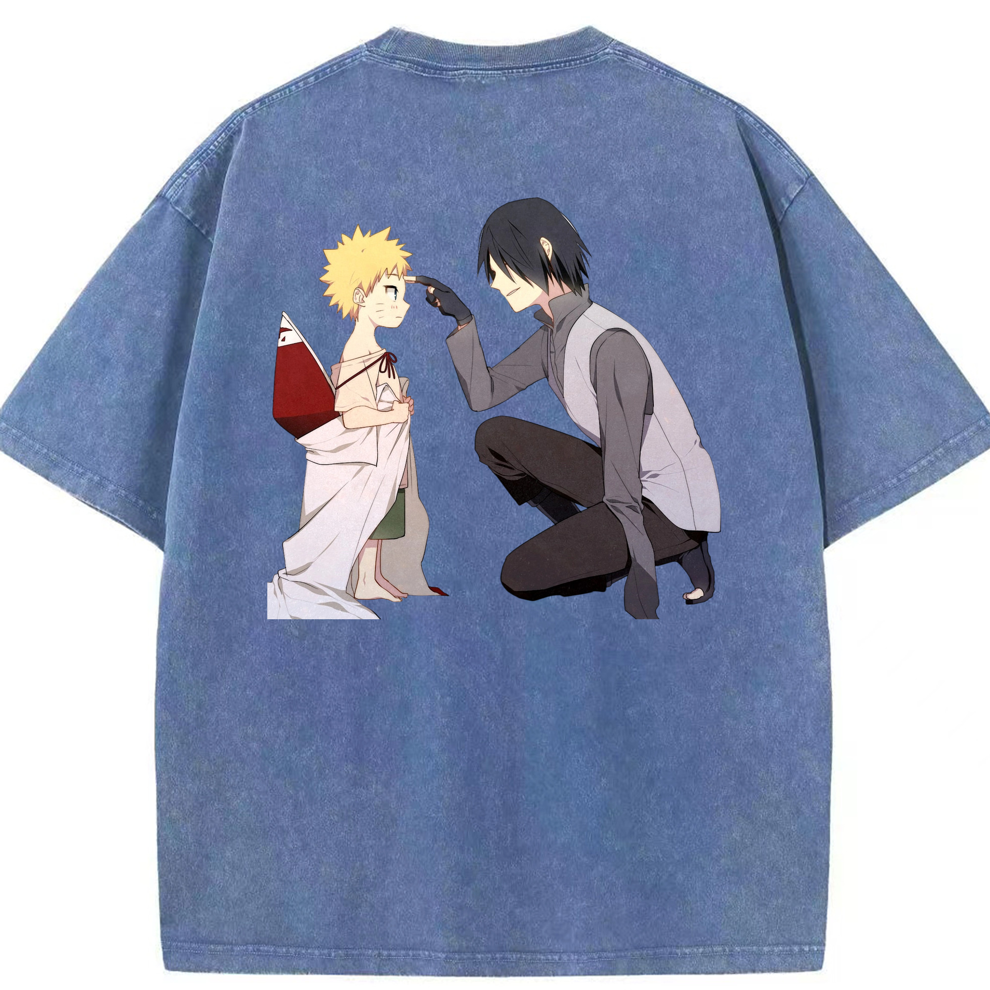 （画像用） NARUTO -ナルト- うちは サスケ Uchiha Sasuke 綿100% ヴィンテージ風 半袖Tシャツ（背面プリント）