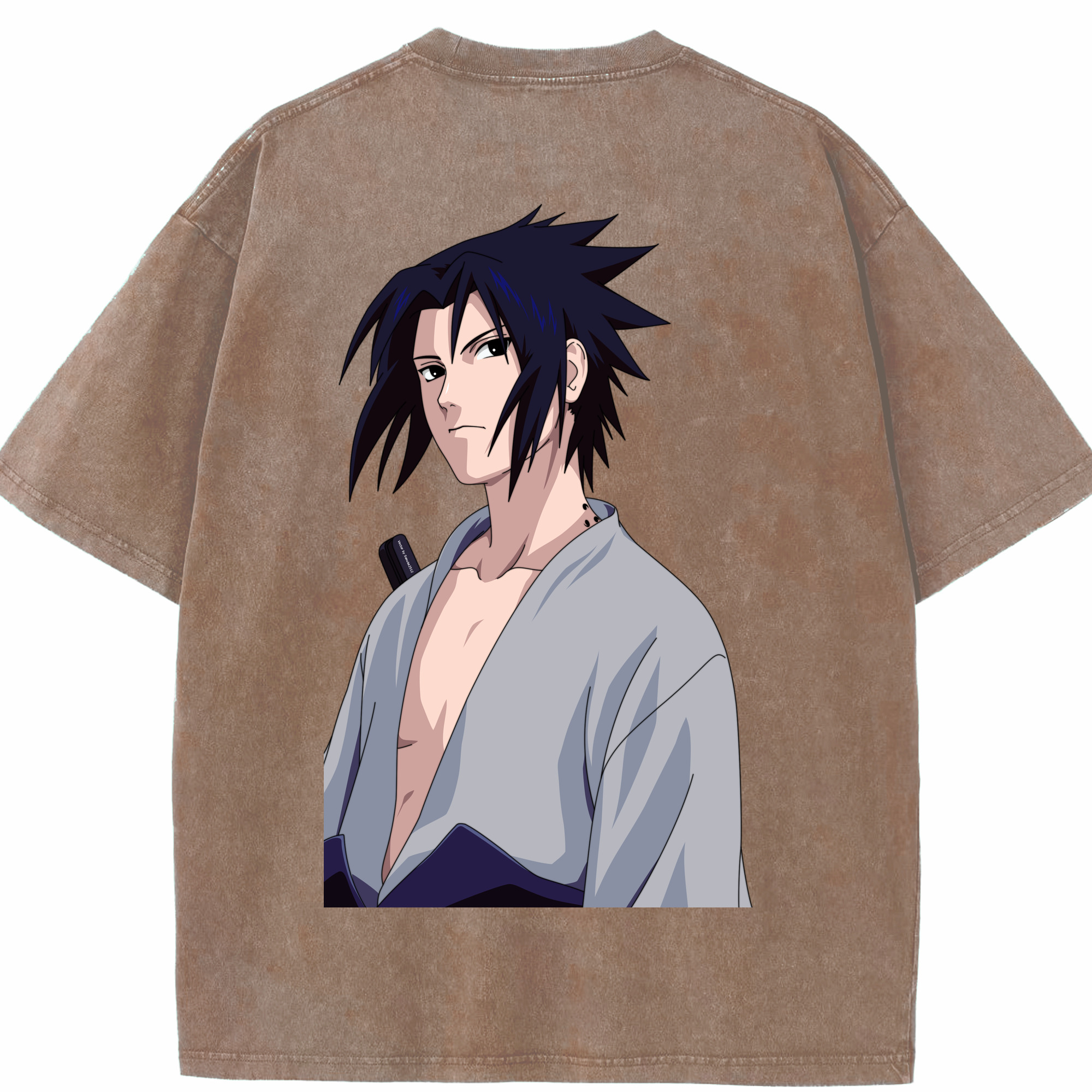 （画像用） NARUTO -ナルト- うちは サスケ Uchiha Sasuke 綿100% ヴィンテージ風 半袖Tシャツ（背面プリント）