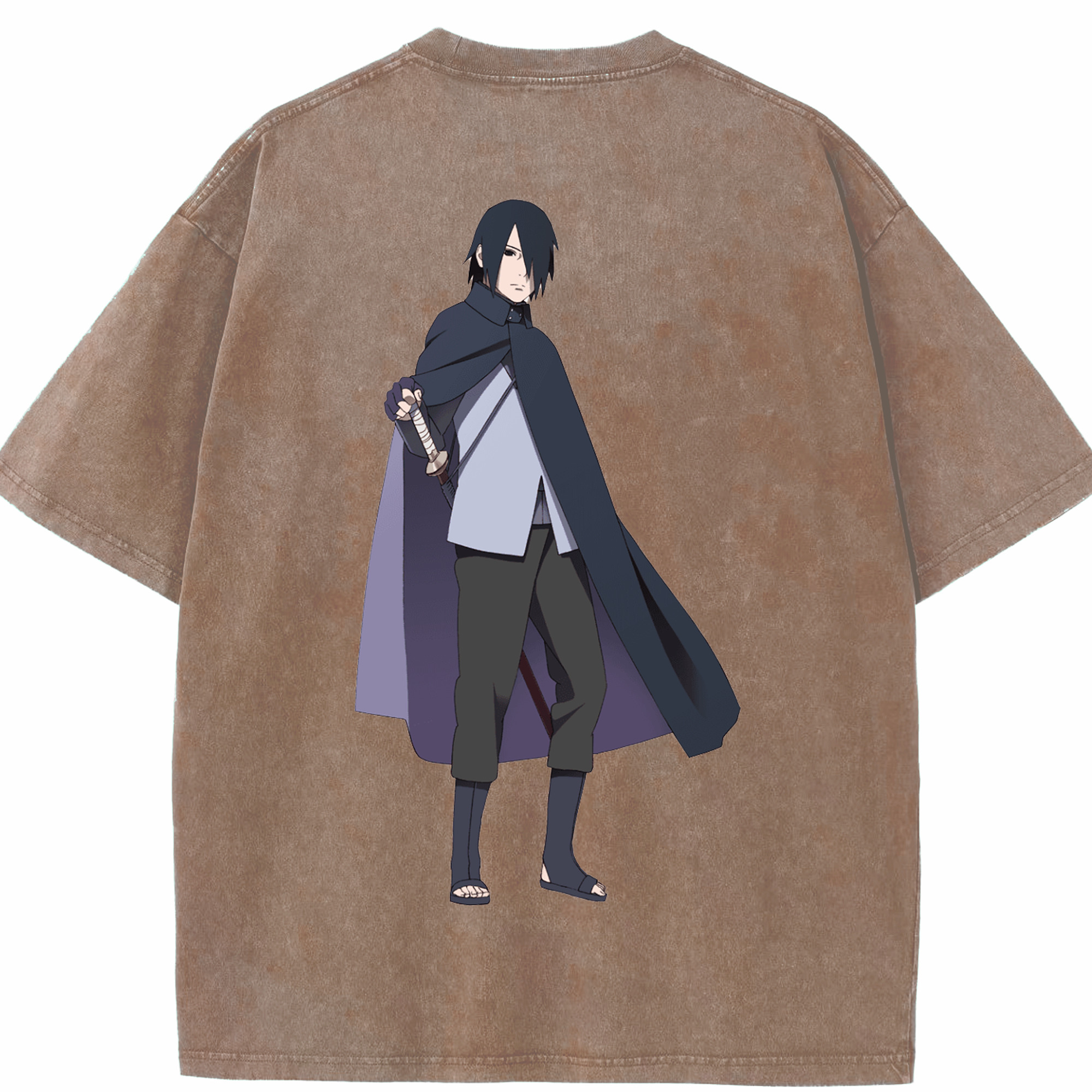 （画像用） NARUTO -ナルト- うちは サスケ Uchiha Sasuke 綿100% ヴィンテージ風 半袖Tシャツ（背面プリント）