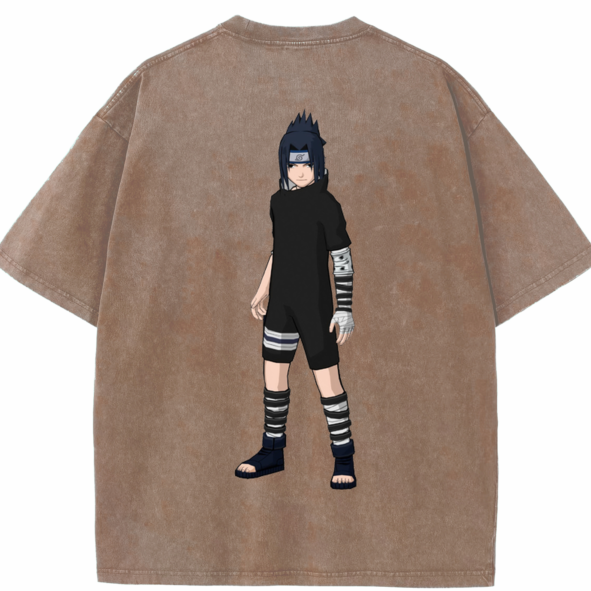（画像用） NARUTO -ナルト- うちは サスケ Uchiha Sasuke 綿100% ヴィンテージ風 半袖Tシャツ（背面プリント）