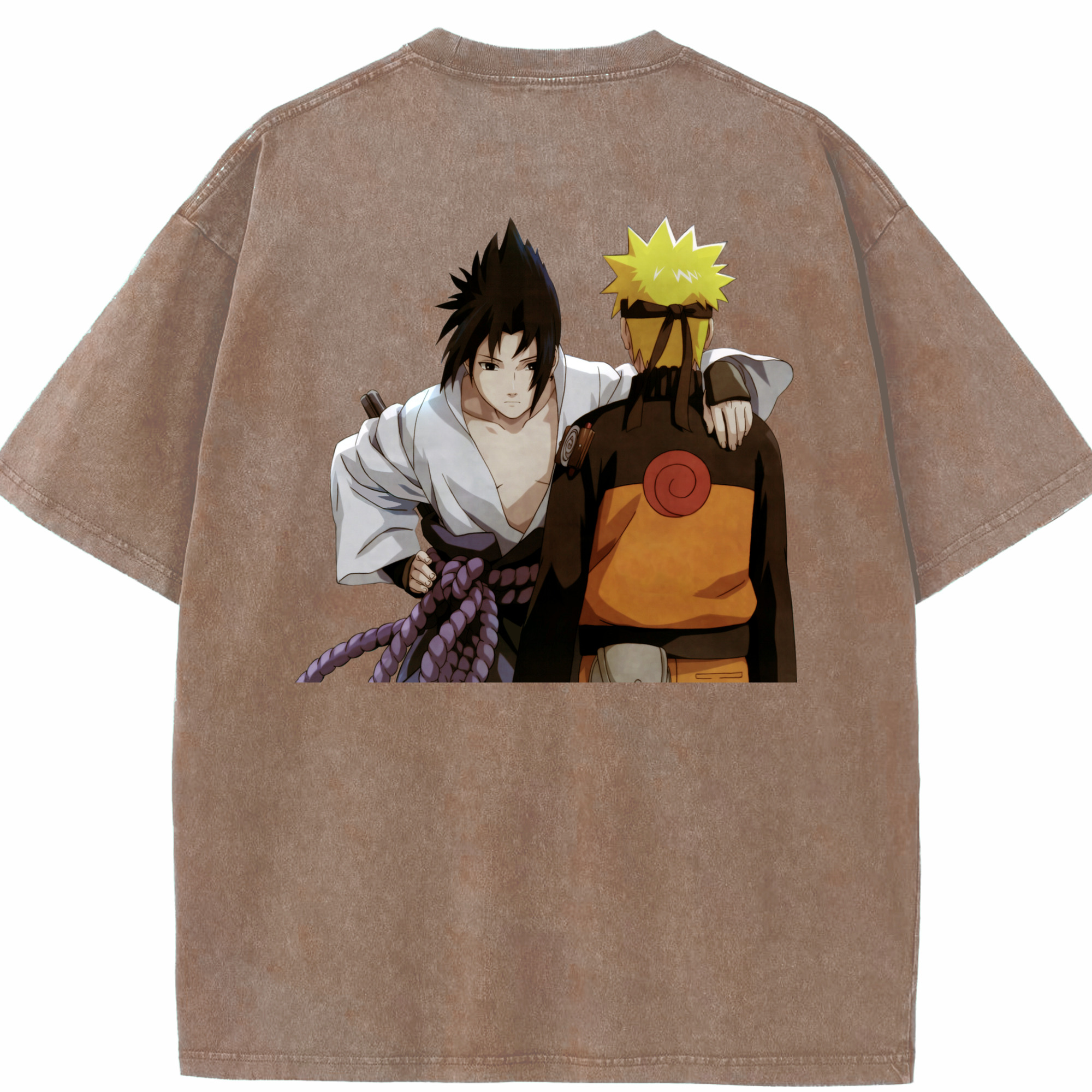 （画像用） NARUTO -ナルト- うちは サスケ Uchiha Sasuke 綿100% ヴィンテージ風 半袖Tシャツ（背面プリント）