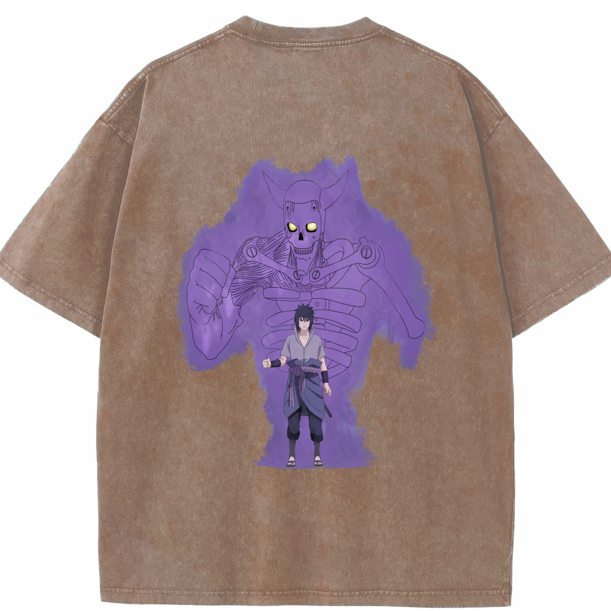 （画像用） NARUTO -ナルト- うちは サスケ Uchiha Sasuke 綿100% ヴィンテージ風 半袖Tシャツ（背面プリント）