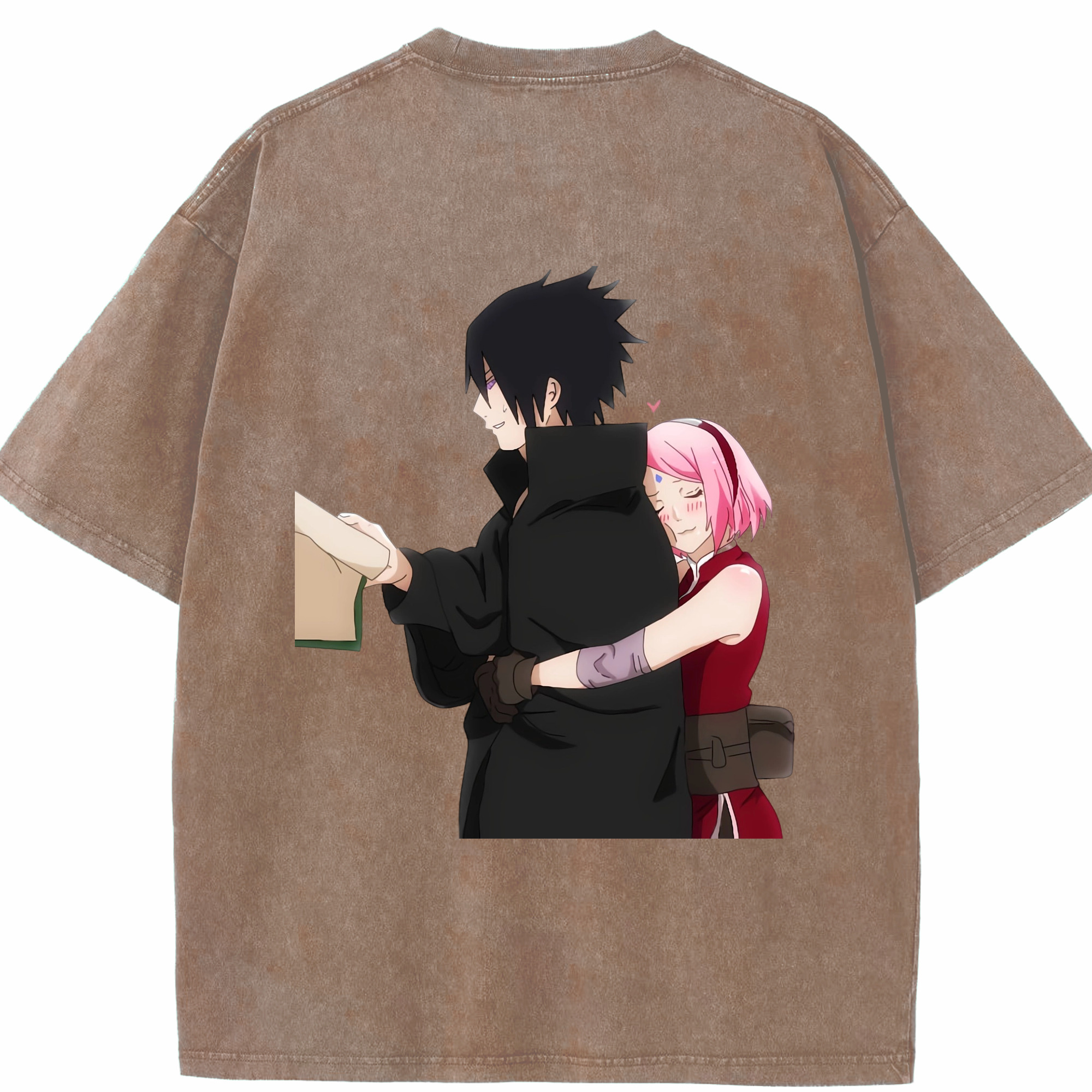 （画像用） NARUTO -ナルト- うちは サスケ Uchiha Sasuke 綿100% ヴィンテージ風 半袖Tシャツ（背面プリント）