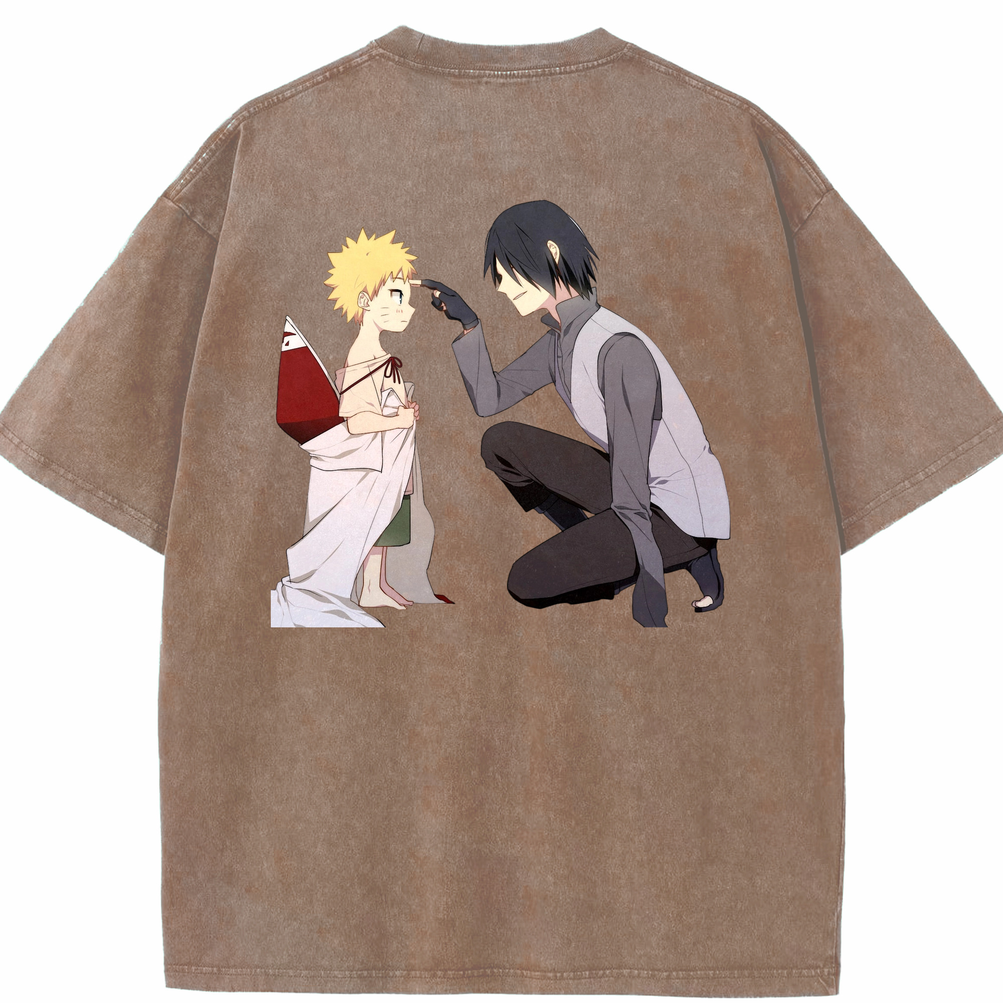 （画像用） NARUTO -ナルト- うちは サスケ Uchiha Sasuke 綿100% ヴィンテージ風 半袖Tシャツ（背面プリント）