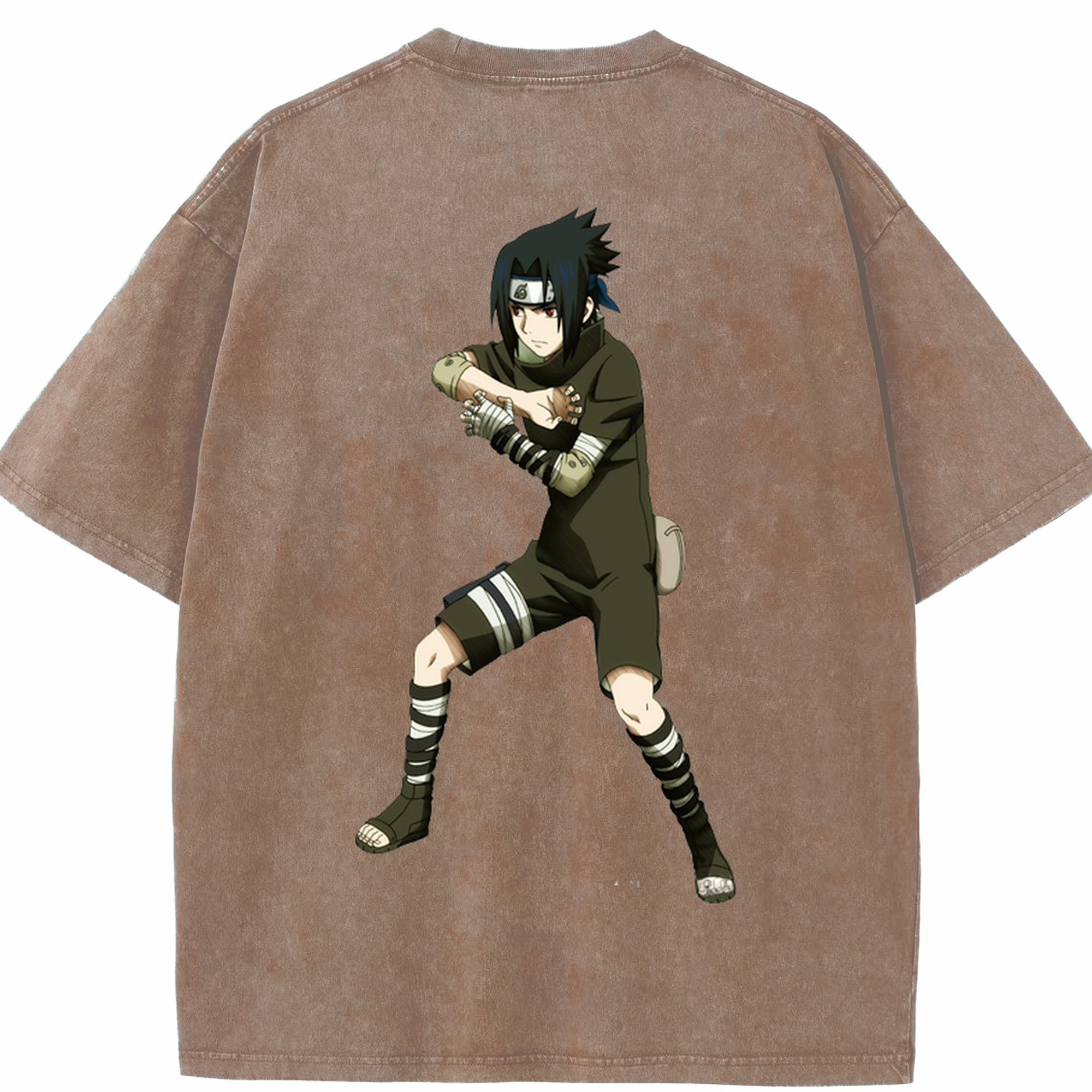 （画像用） NARUTO -ナルト- うちは サスケ Uchiha Sasuke 綿100% ヴィンテージ風 半袖Tシャツ（背面プリント）