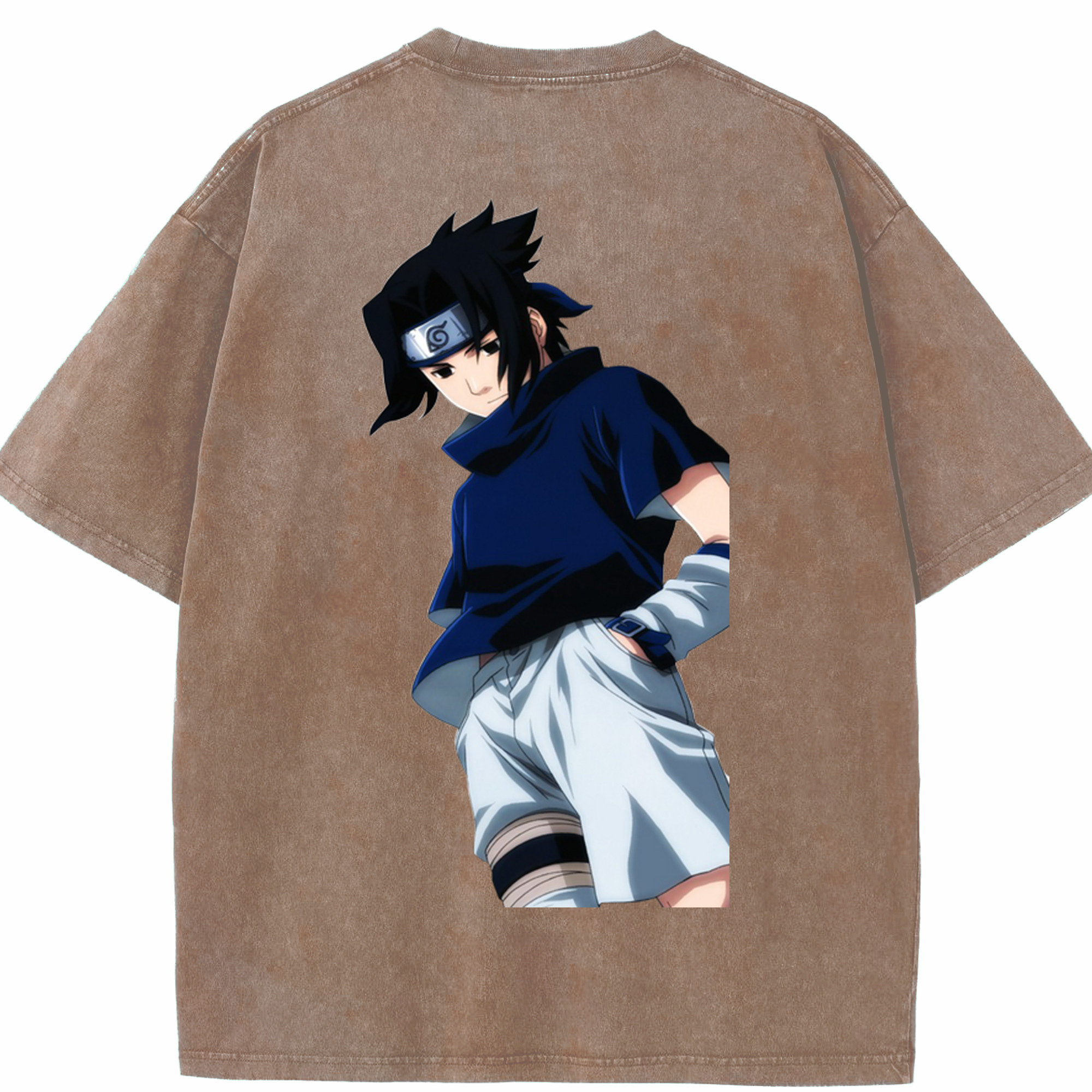 （画像用） NARUTO -ナルト- うちは サスケ Uchiha Sasuke 綿100% ヴィンテージ風 半袖Tシャツ（背面プリント）