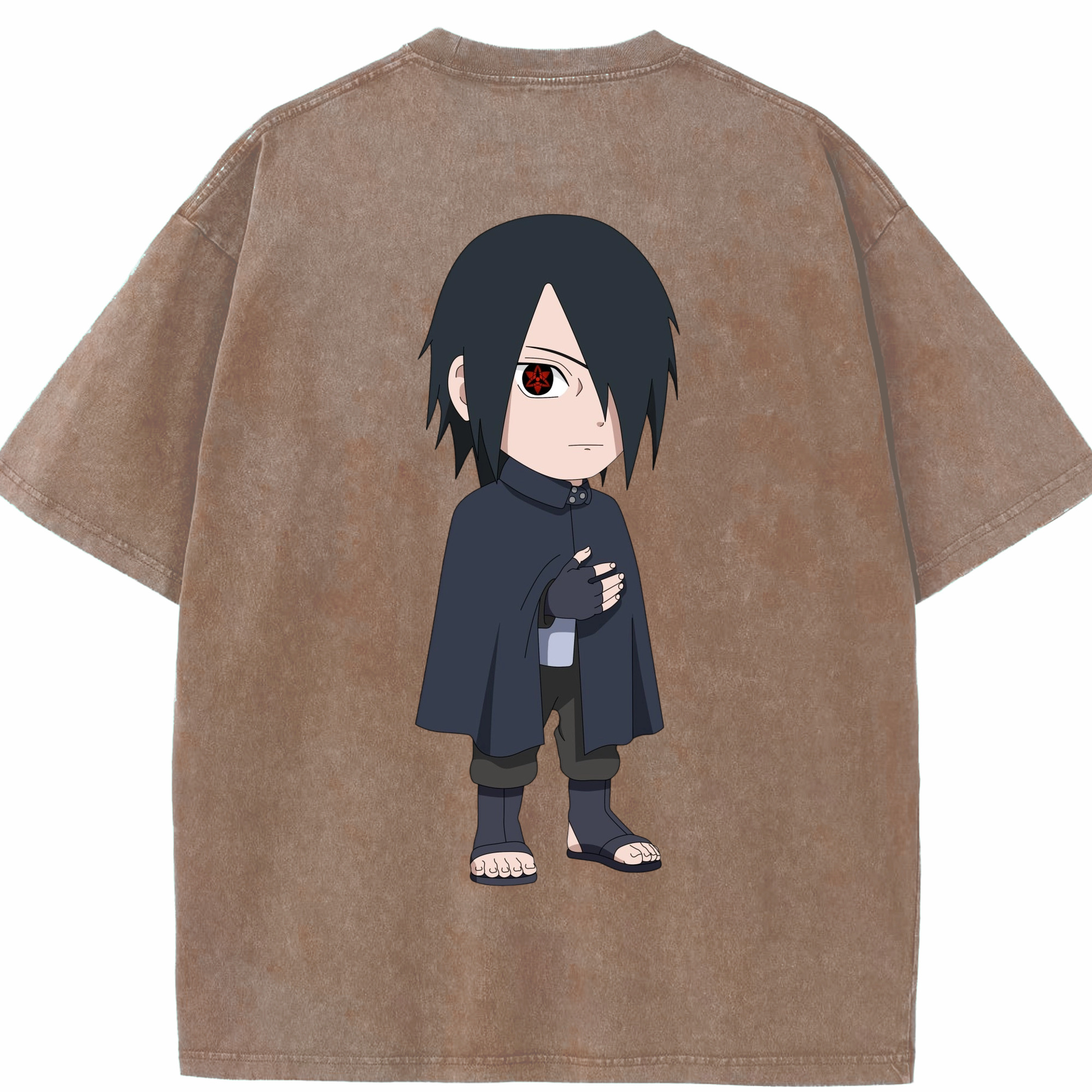（画像用） NARUTO -ナルト- うちは サスケ Uchiha Sasuke 綿100% ヴィンテージ風 半袖Tシャツ（背面プリント）