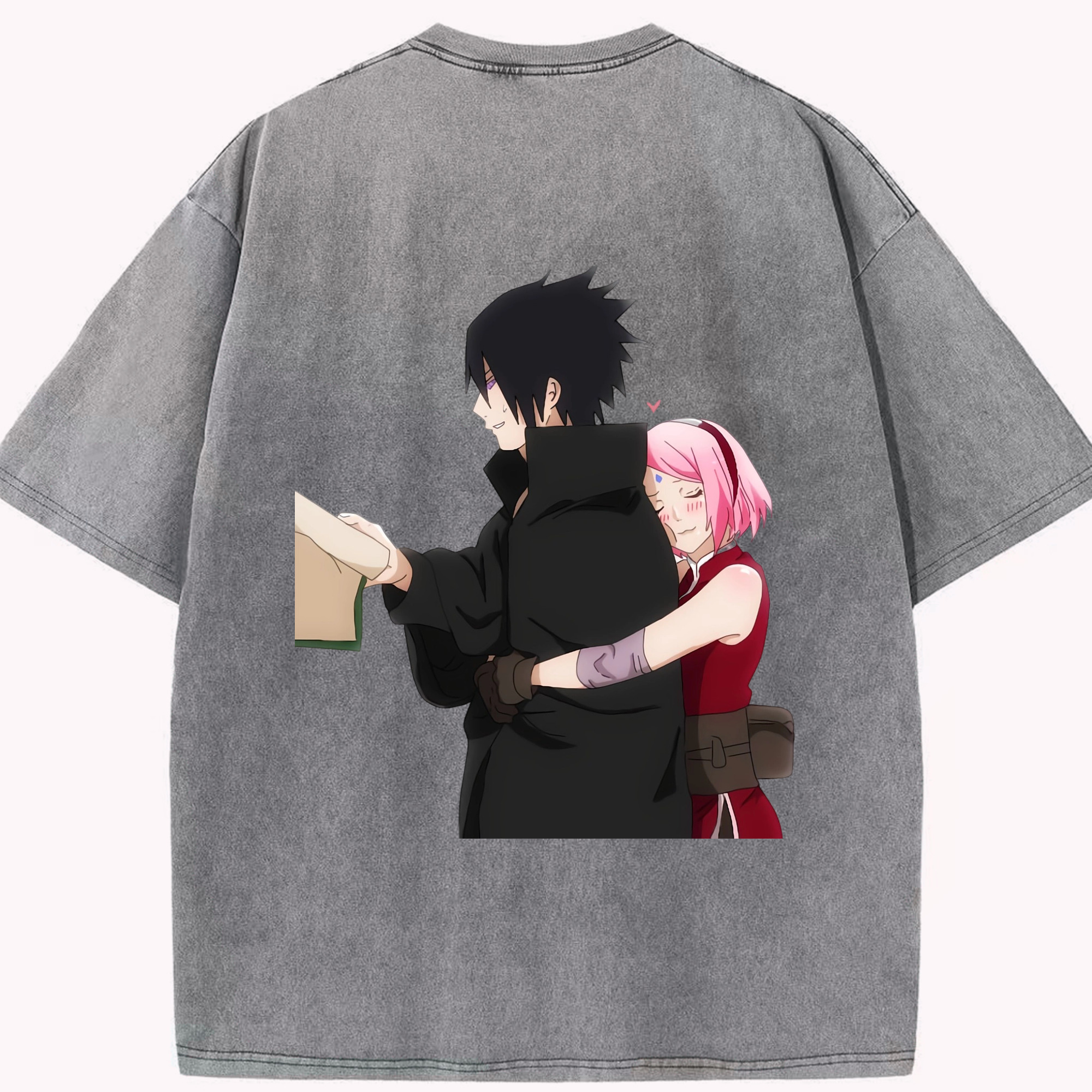 （画像用） NARUTO -ナルト- うちは サスケ Uchiha Sasuke 綿100% ヴィンテージ風 半袖Tシャツ（背面プリント）