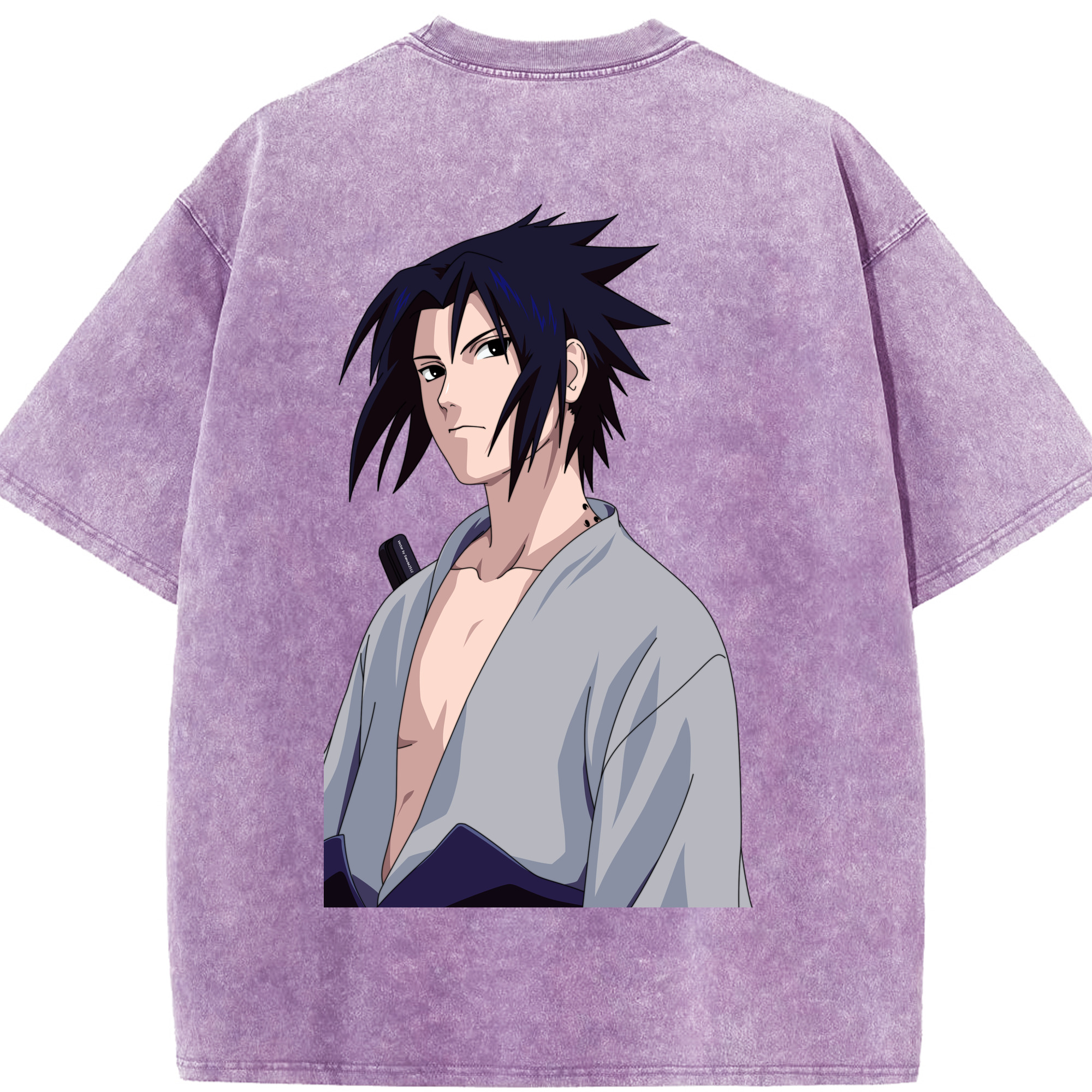 （画像用） NARUTO -ナルト- うちは サスケ Uchiha Sasuke 綿100% ヴィンテージ風 半袖Tシャツ（背面プリント）