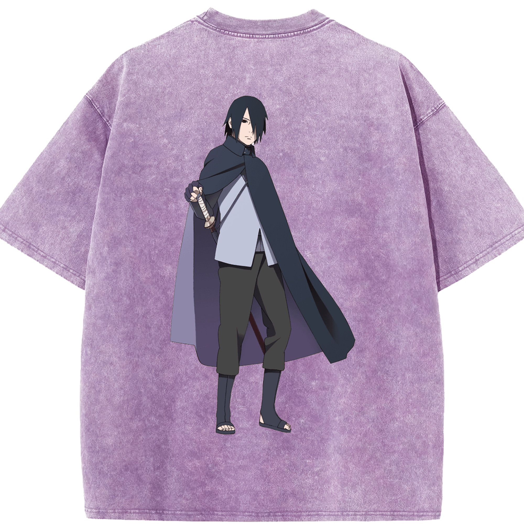 （画像用） NARUTO -ナルト- うちは サスケ Uchiha Sasuke 綿100% ヴィンテージ風 半袖Tシャツ（背面プリント）