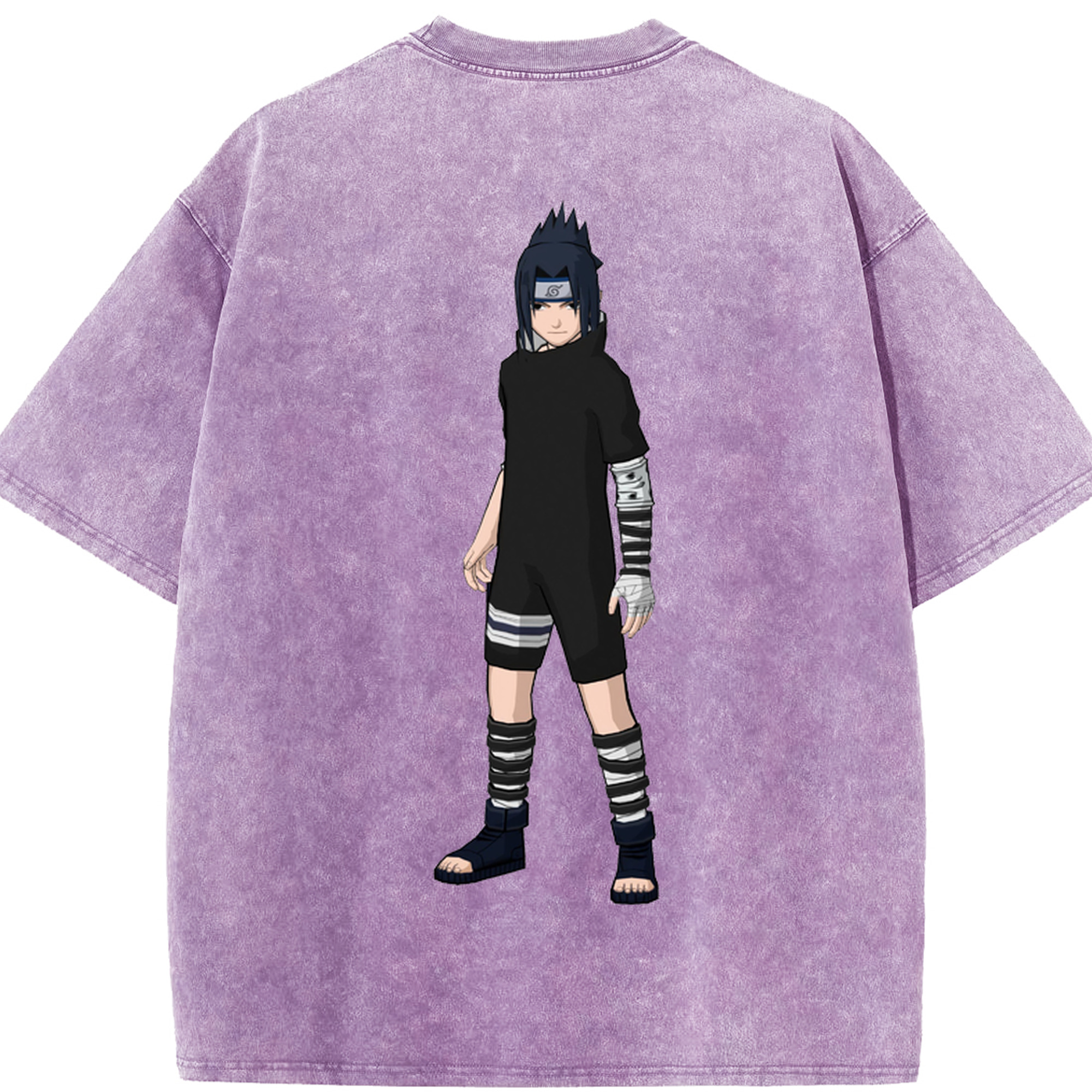（画像用） NARUTO -ナルト- うちは サスケ Uchiha Sasuke 綿100% ヴィンテージ風 半袖Tシャツ（背面プリント）