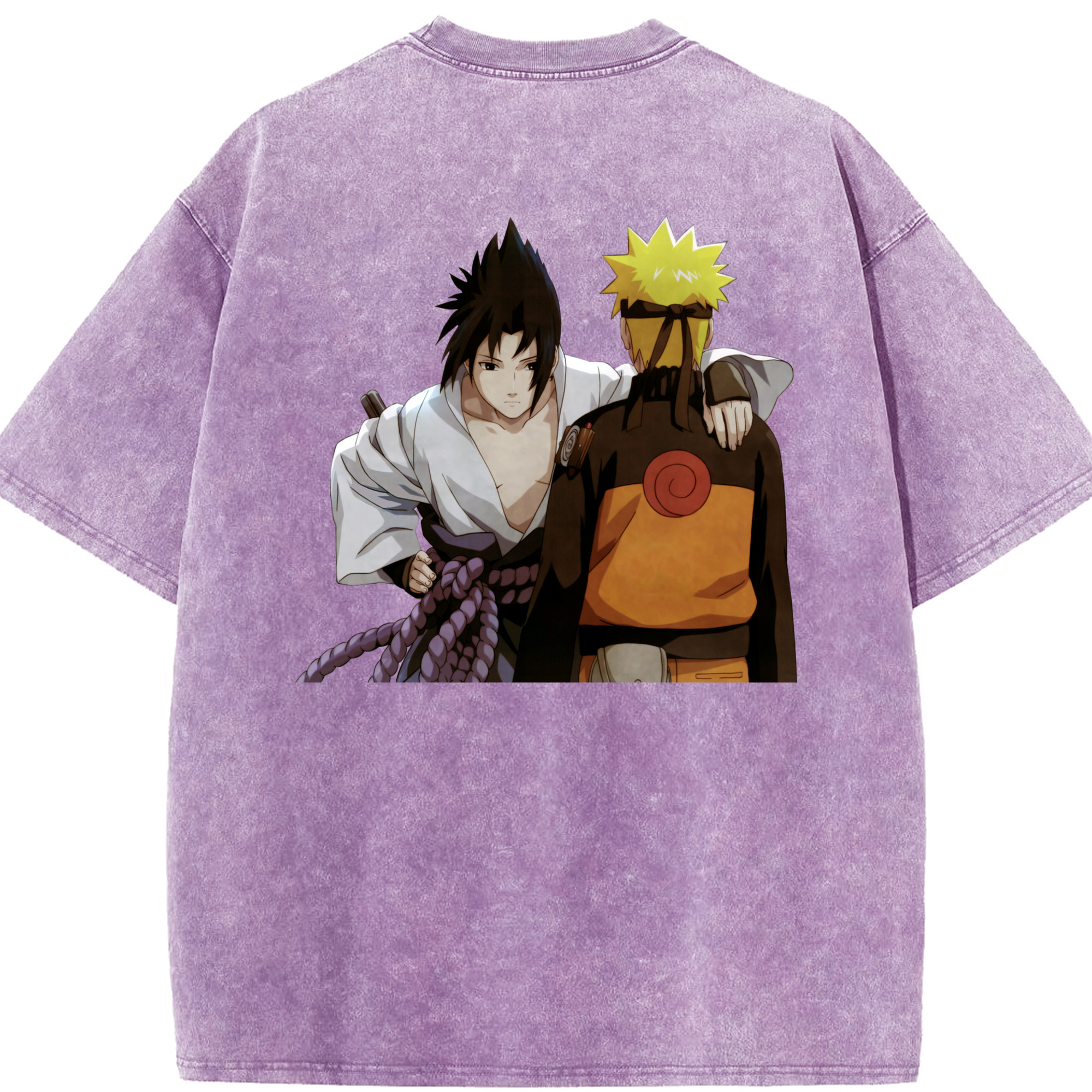 （画像用） NARUTO -ナルト- うちは サスケ Uchiha Sasuke 綿100% ヴィンテージ風 半袖Tシャツ（背面プリント）