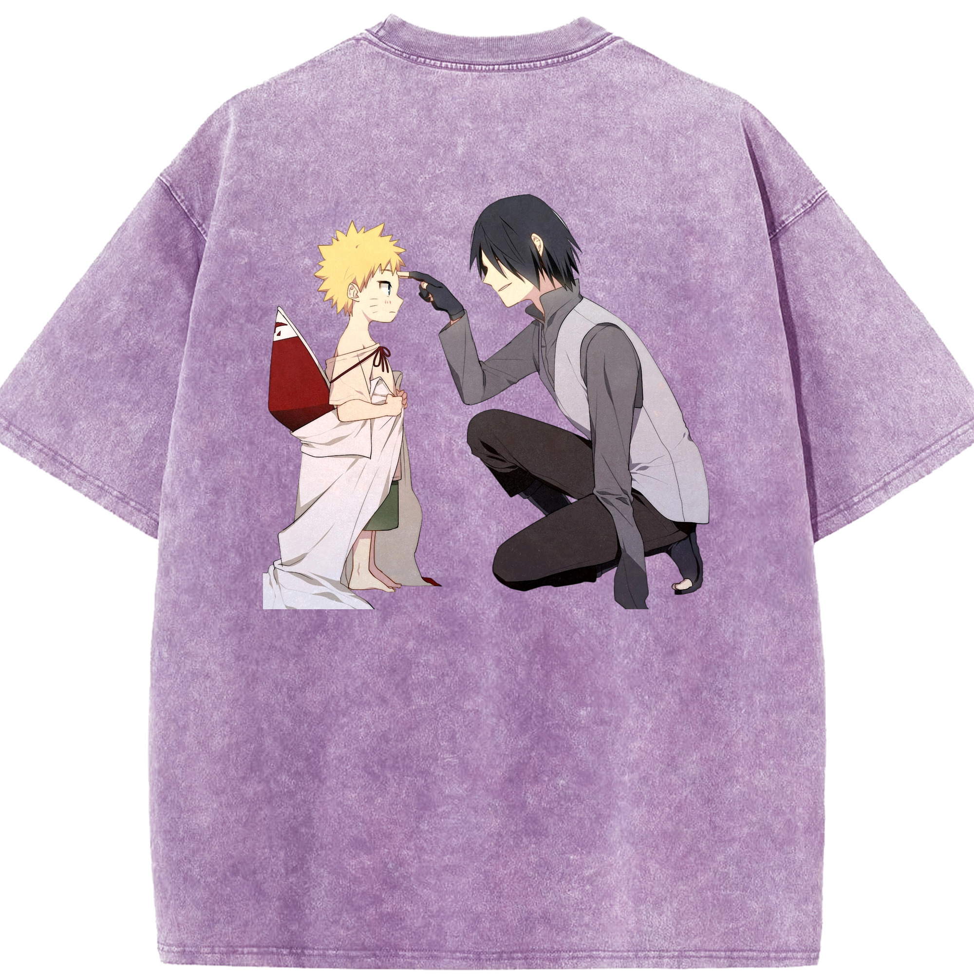 （画像用） NARUTO -ナルト- うちは サスケ Uchiha Sasuke 綿100% ヴィンテージ風 半袖Tシャツ（背面プリント）