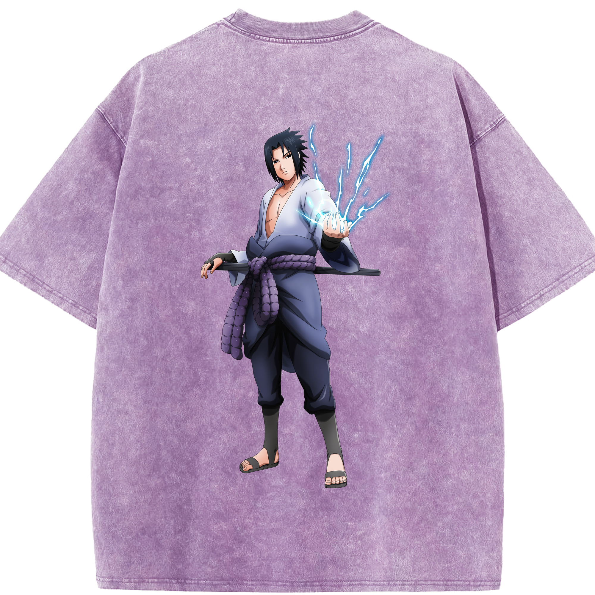 （画像用） NARUTO -ナルト- うちは サスケ Uchiha Sasuke 綿100% ヴィンテージ風 半袖Tシャツ（背面プリント）