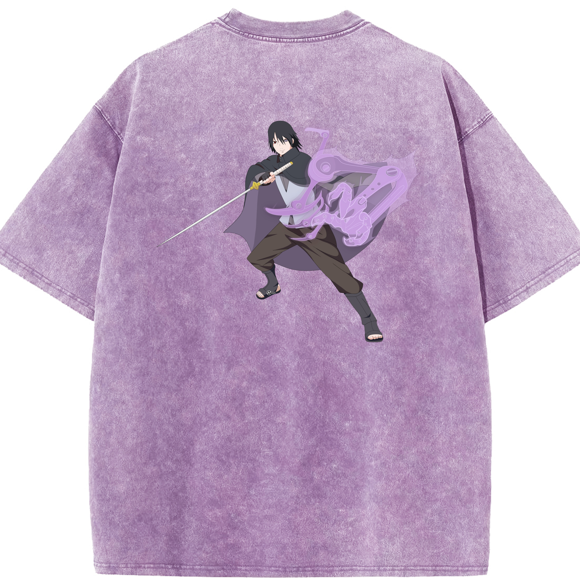 （画像用） NARUTO -ナルト- うちは サスケ Uchiha Sasuke 綿100% ヴィンテージ風 半袖Tシャツ（背面プリント）