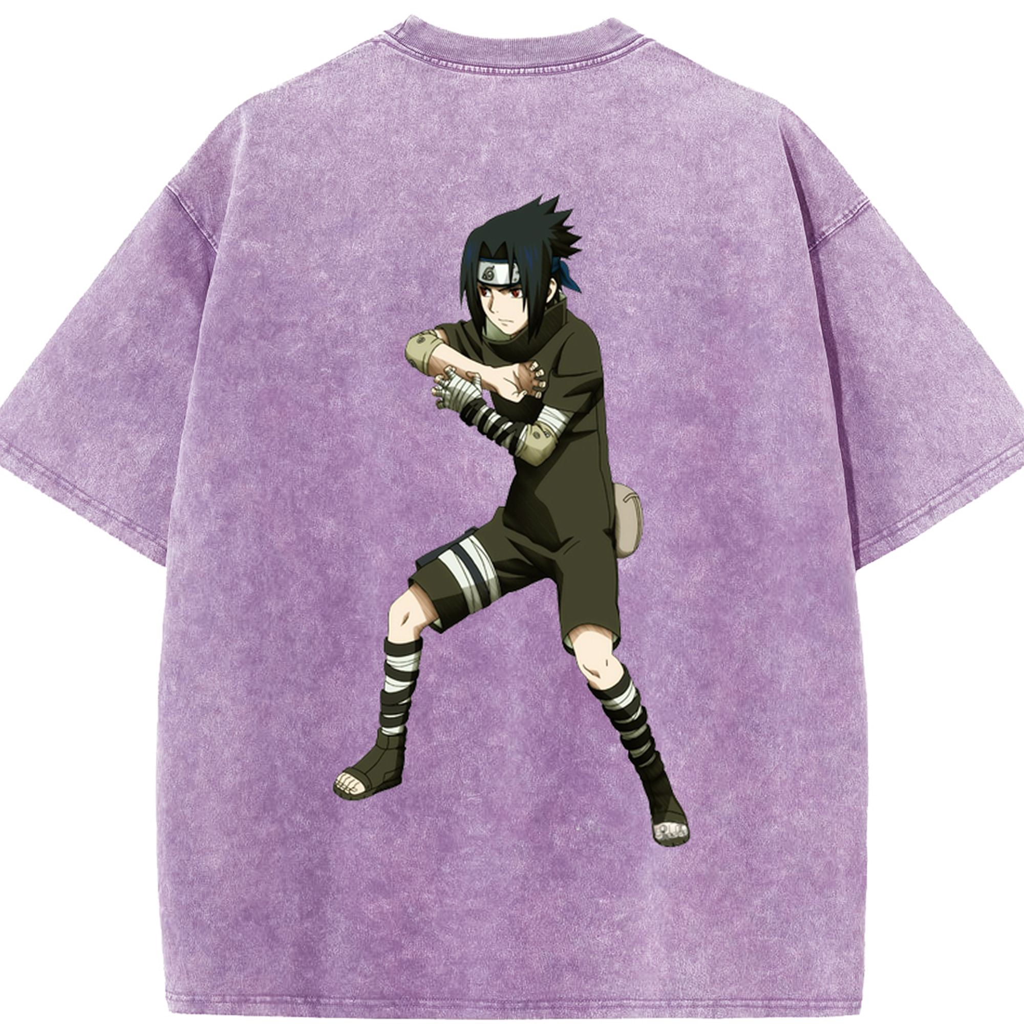 （画像用） NARUTO -ナルト- うちは サスケ Uchiha Sasuke 綿100% ヴィンテージ風 半袖Tシャツ（背面プリント）