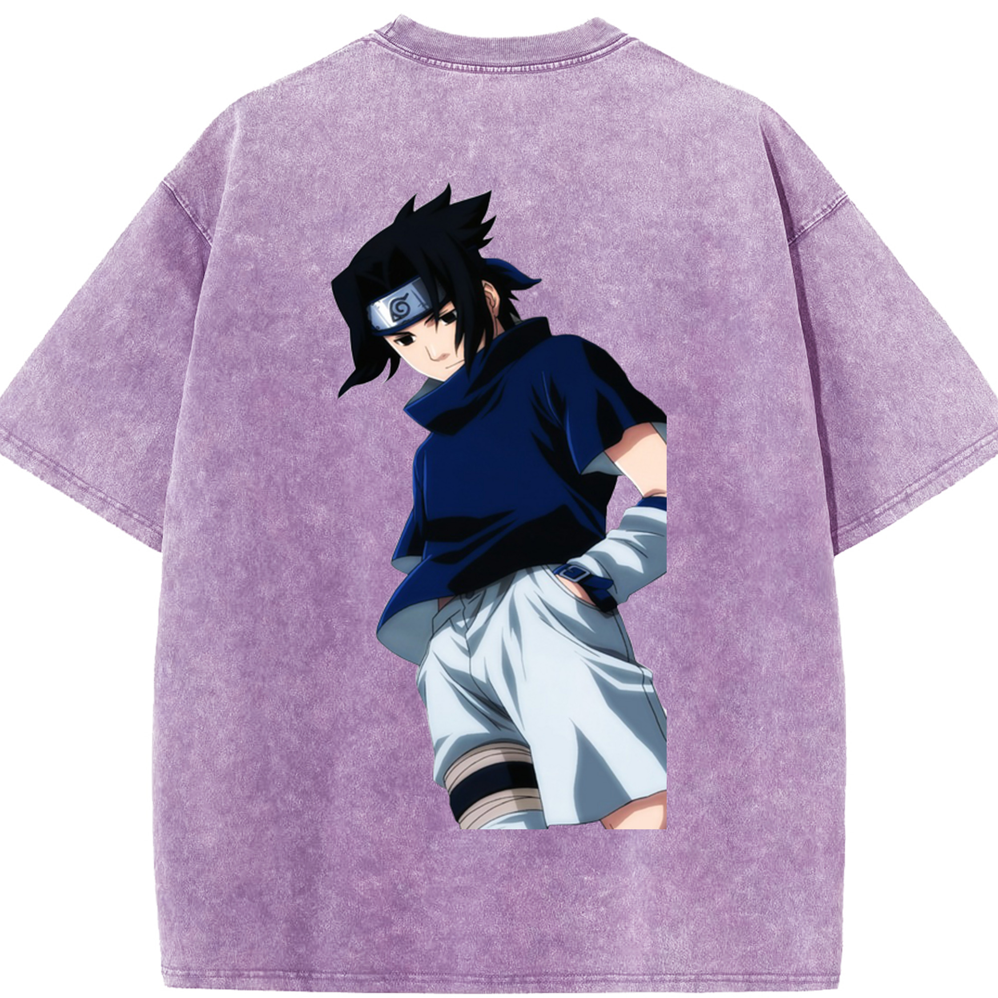 （画像用） NARUTO -ナルト- うちは サスケ Uchiha Sasuke 綿100% ヴィンテージ風 半袖Tシャツ（背面プリント）