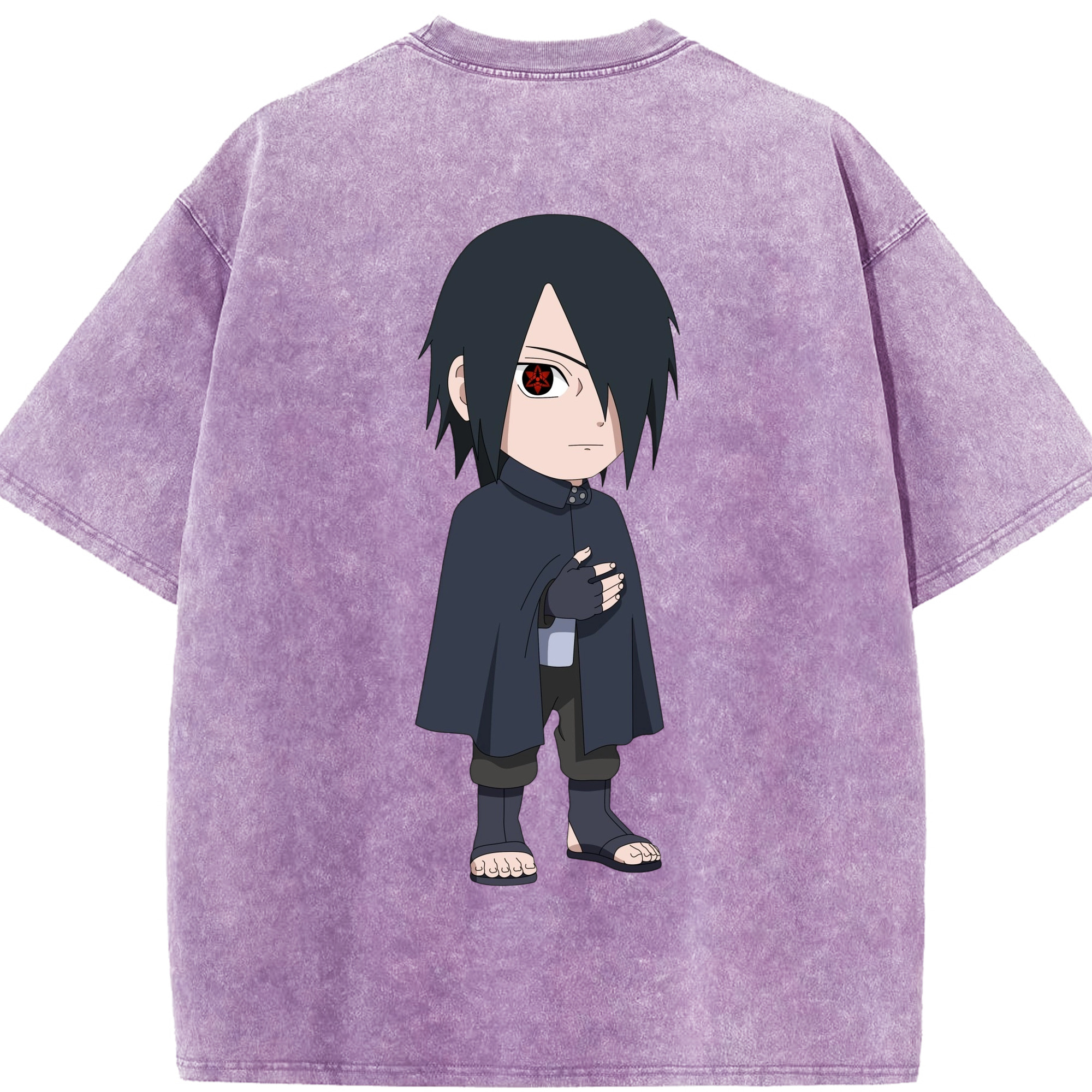 （画像用） NARUTO -ナルト- うちは サスケ Uchiha Sasuke 綿100% ヴィンテージ風 半袖Tシャツ（背面プリント）