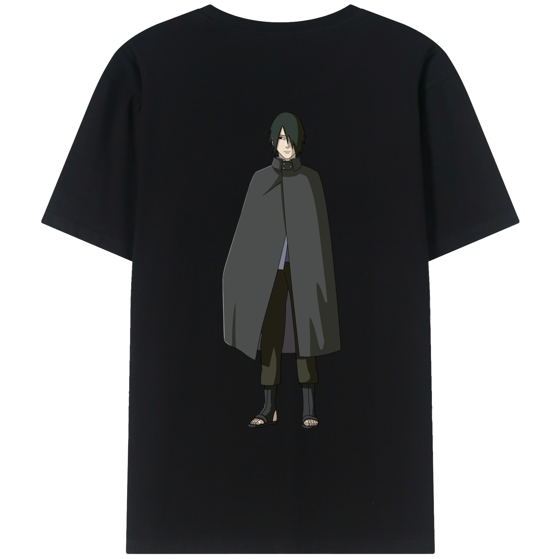 （画像用） NARUTO -ナルト- うちは サスケ Uchiha Sasuke 綿100％ メンズ半袖Tシャツ（バックプリント） 通気性