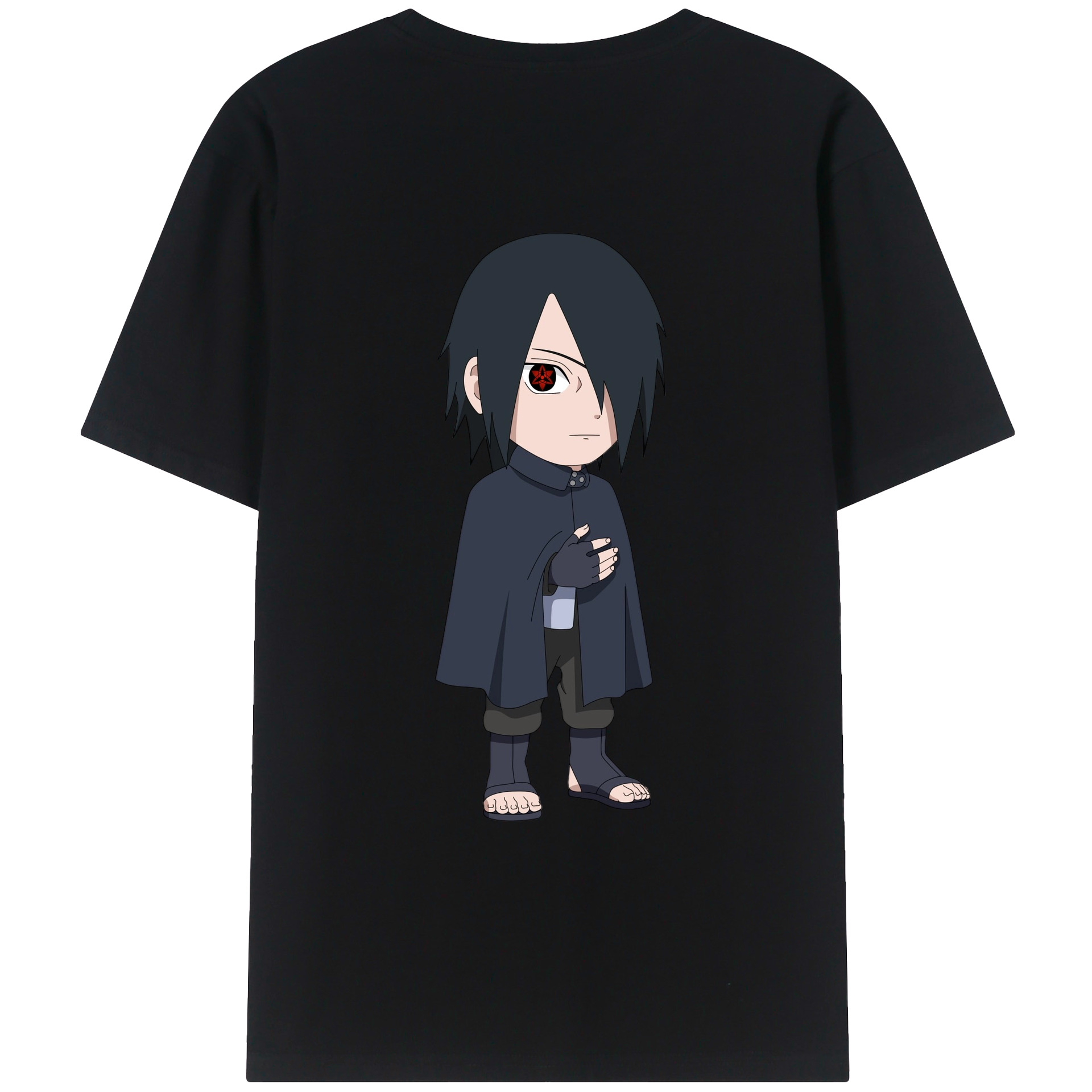 （画像用） NARUTO -ナルト- うちは サスケ Uchiha Sasuke 綿100％ メンズ半袖Tシャツ（バックプリント） 通気性