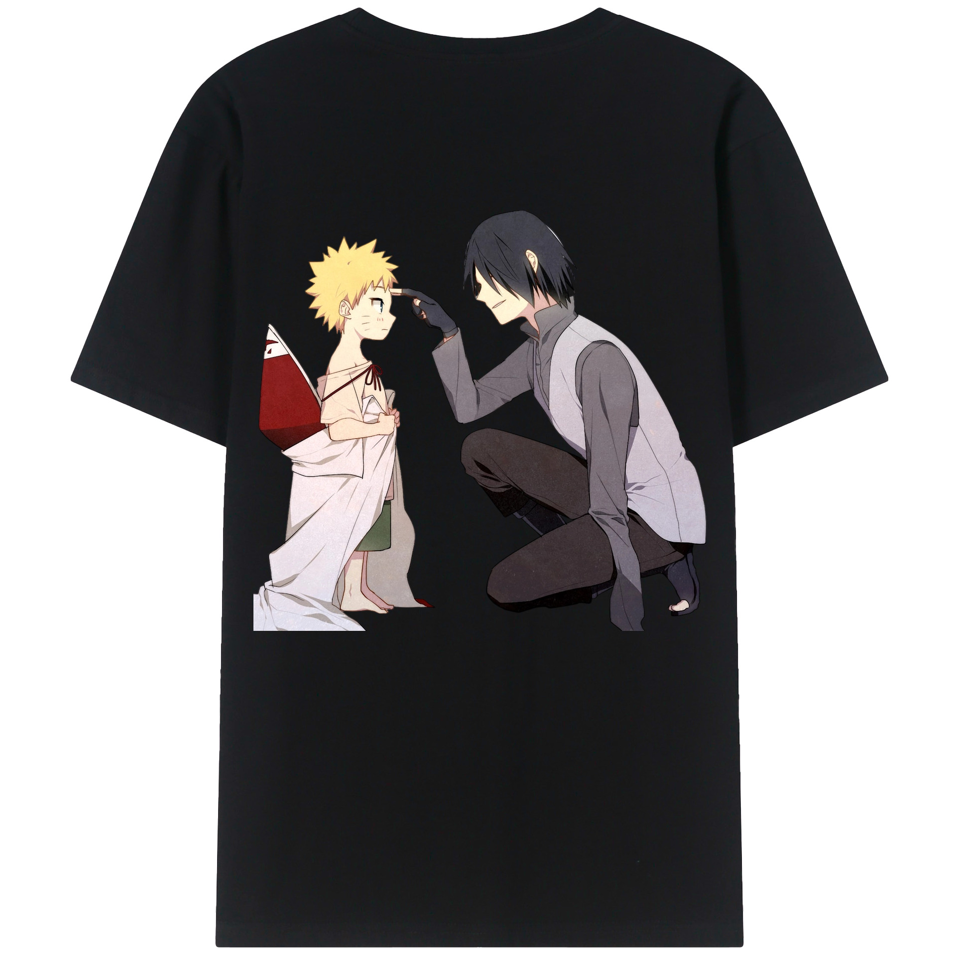 （画像用） NARUTO -ナルト- うちは サスケ Uchiha Sasuke 綿100％ メンズ半袖Tシャツ（バックプリント） 通気性
