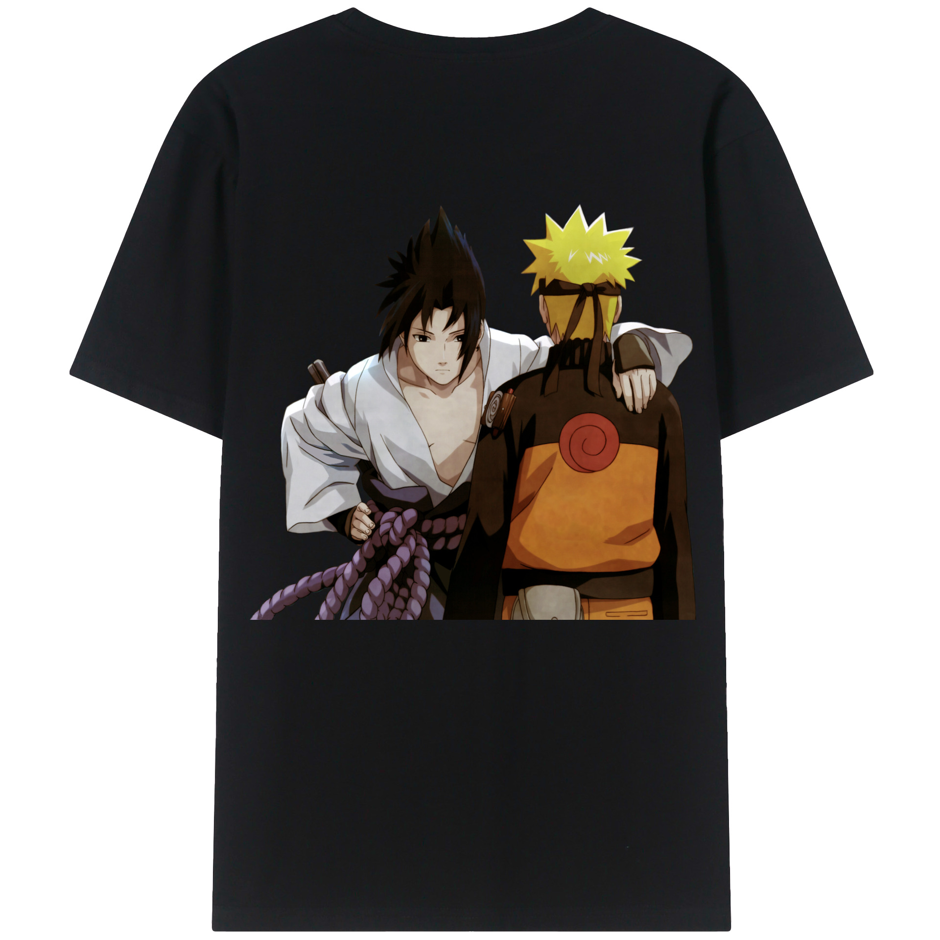 （画像用） NARUTO -ナルト- うちは サスケ Uchiha Sasuke 綿100％ メンズ半袖Tシャツ（バックプリント） 通気性